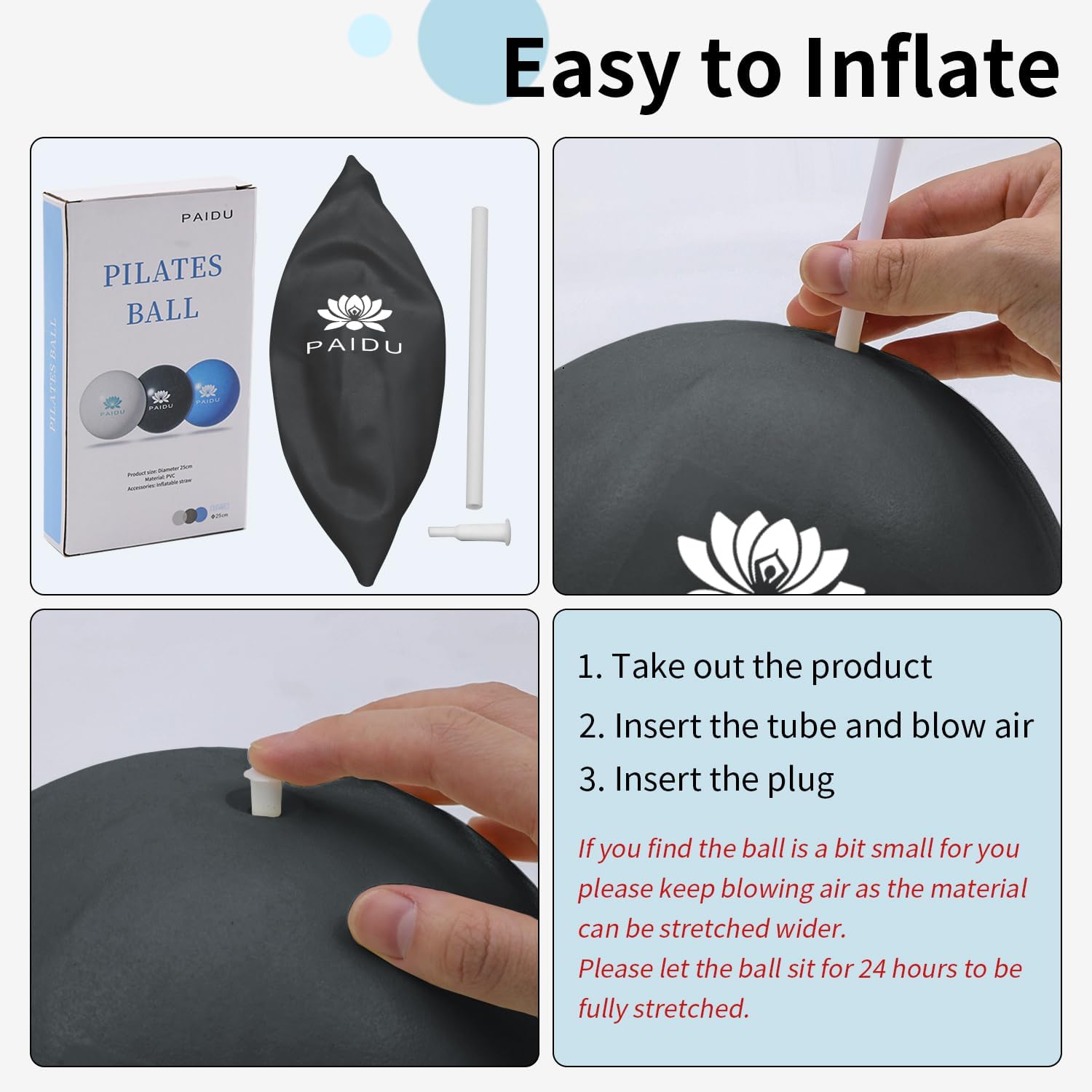 PAIDU Pilates Ball 10-inch Core, Anti-Explosion and Anti-Slip Mini Yoga Balls, Suitable for Pilates, Yoga, Core Training, Physical Therapy, Balance, Stability, Stretching Exercises