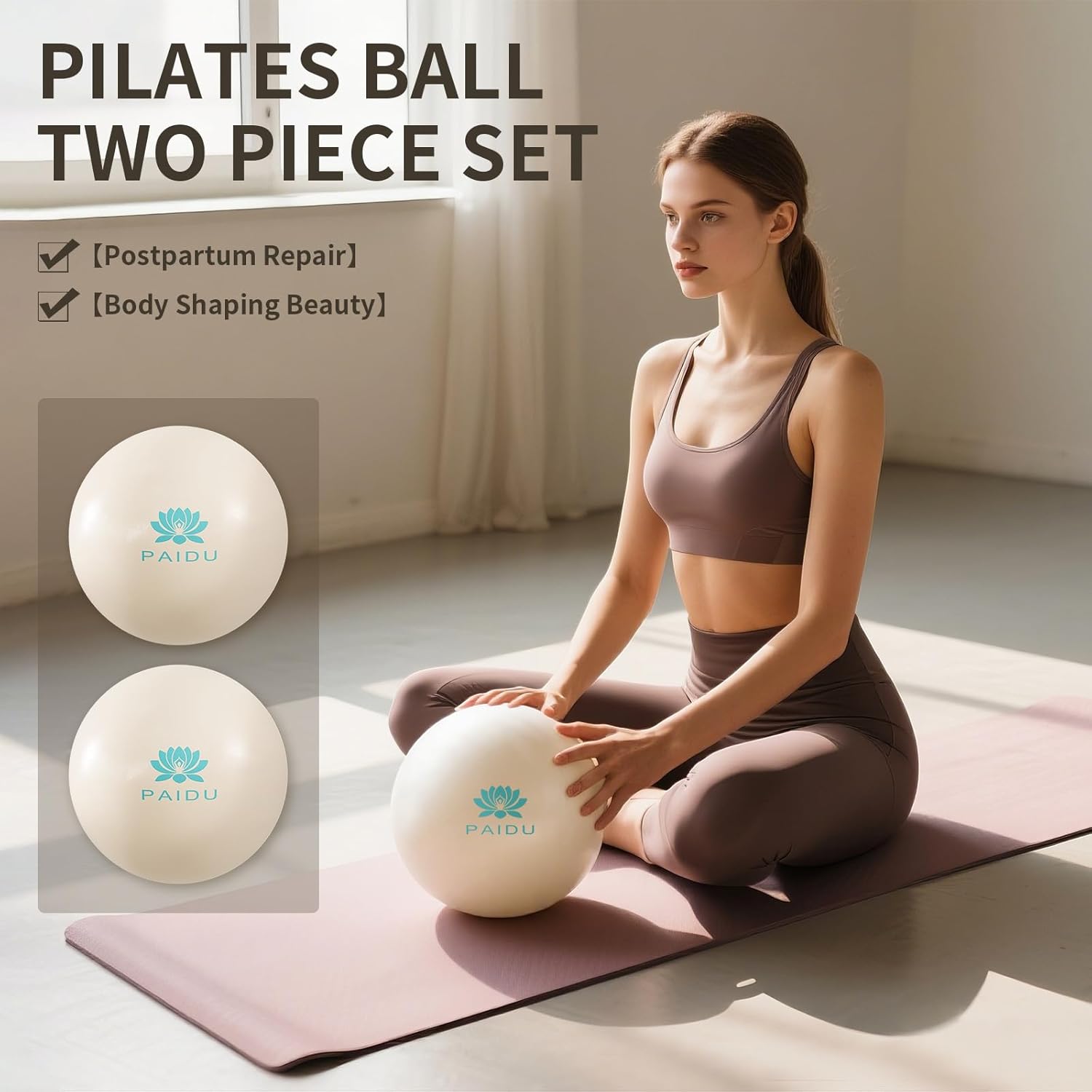 PAIDU Pilates Ball 10-inch Core, Anti-Explosion and Anti-Slip Mini Yoga Balls, Suitable for Pilates, Yoga, Core Training, Physical Therapy, Balance, Stability, Stretching Exercises
