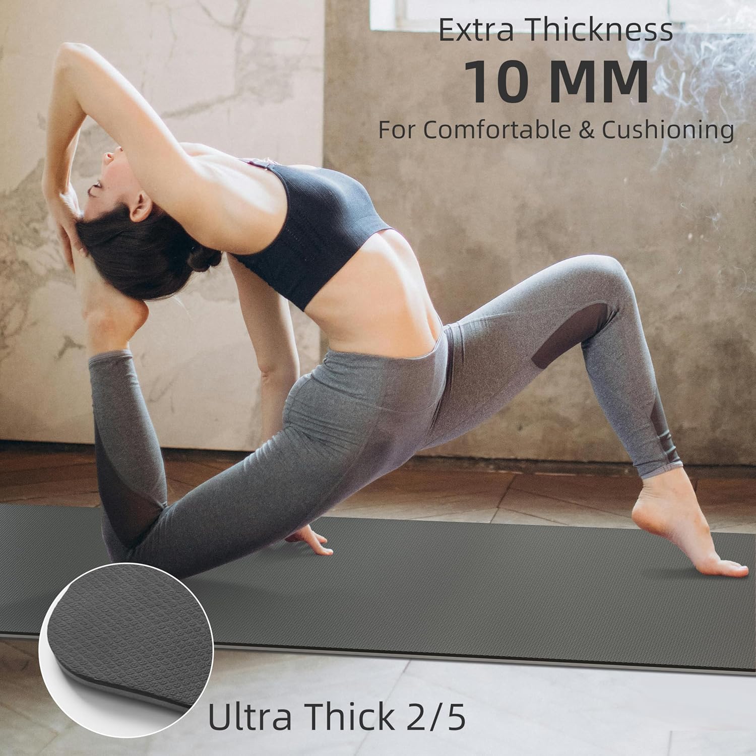 PAIDU Yoga Mat Non Slip Anti-tear,extra thick High Resiliency Professional POE Yoga Mats for Women Men Kids,70