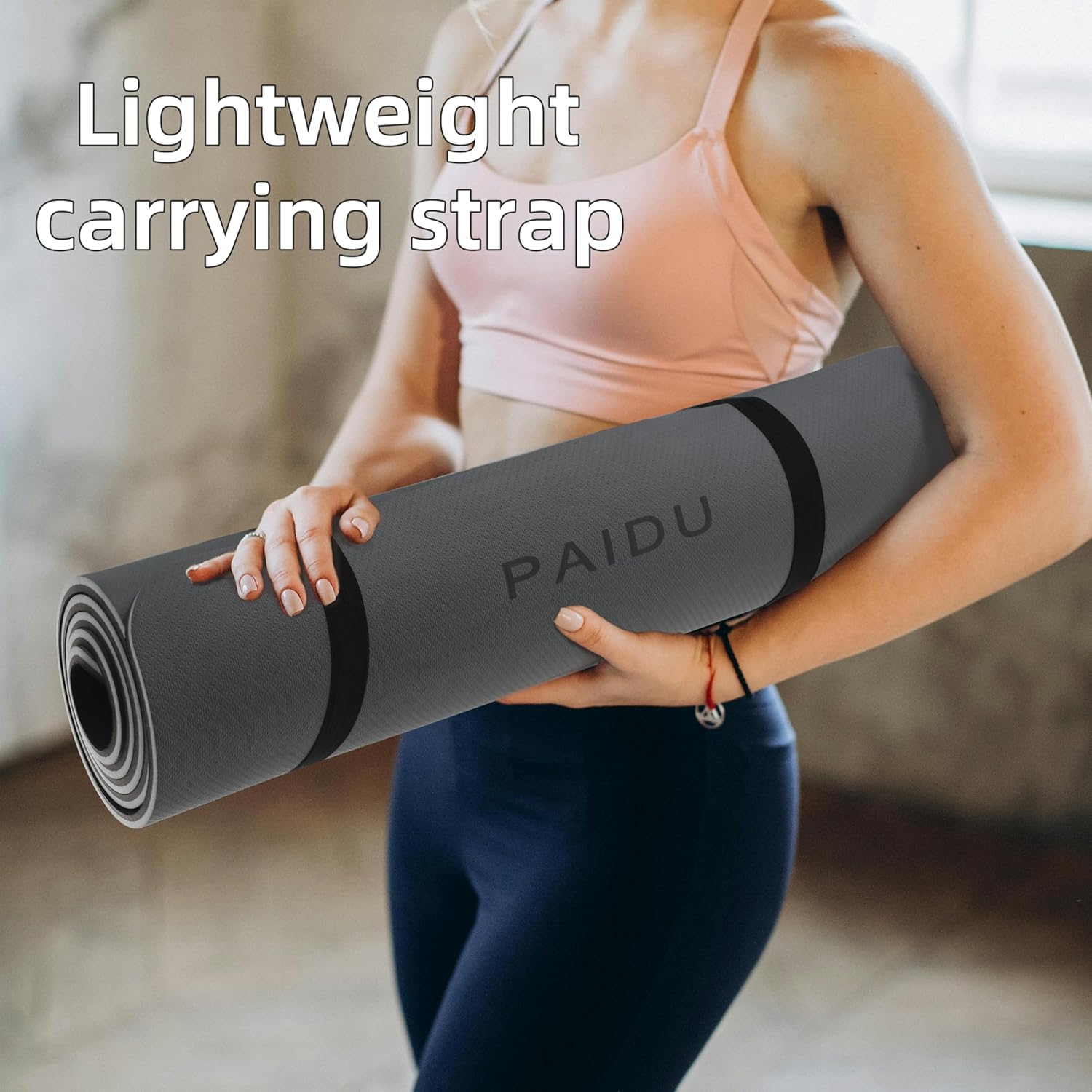 PAIDU Yoga Mat Non Slip Anti-tear,extra thick High Resiliency Professional POE Yoga Mats for Women Men Kids,70