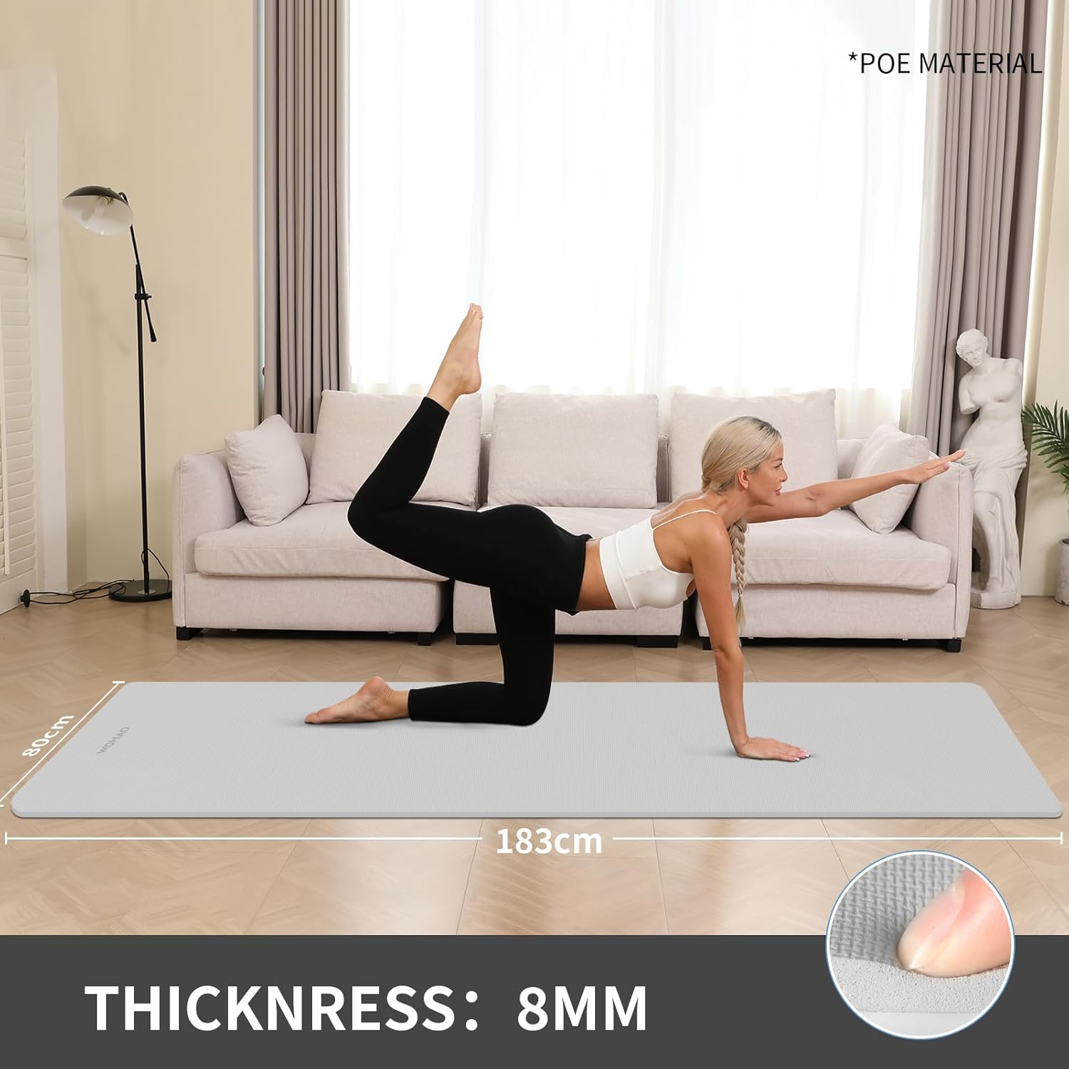 WOHAO Roll over image to zoom in Non-Slip Yoga Mat, Extra Thick 8mm,72