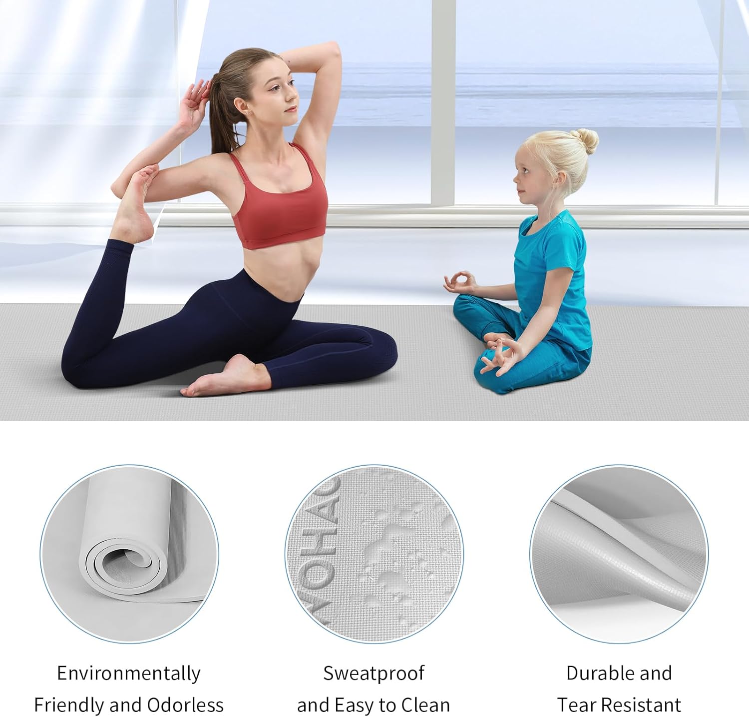 WOHAO Roll over image to zoom in Non-Slip Yoga Mat, Extra Thick 8mm,72