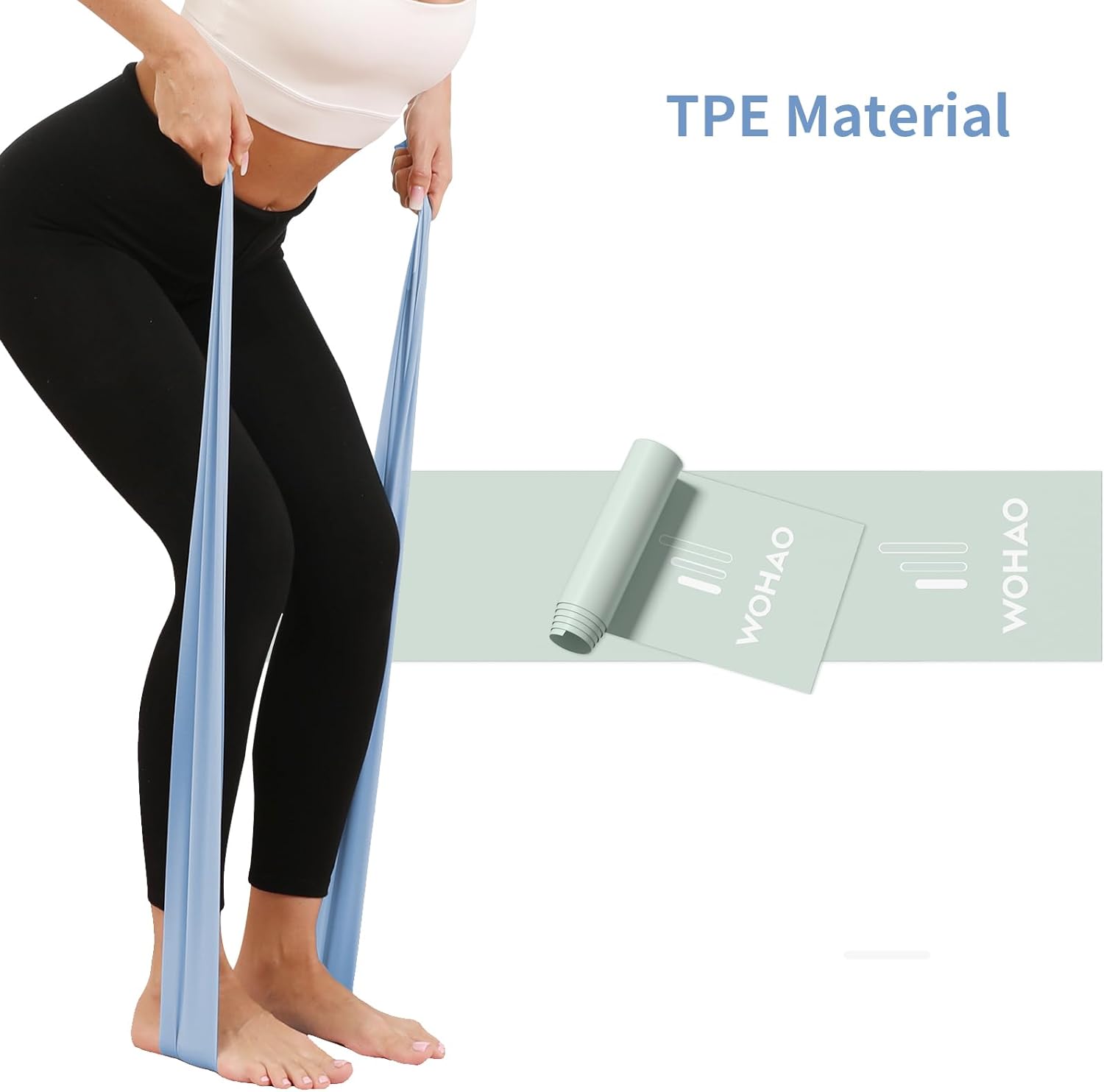 WOHAO Resistance Band Set, Two Resistance Levels, Stretch Bands for Working Out Women or Men, Strength Training, Home Fitness, Toning, Stretching, Yoga, Pilates