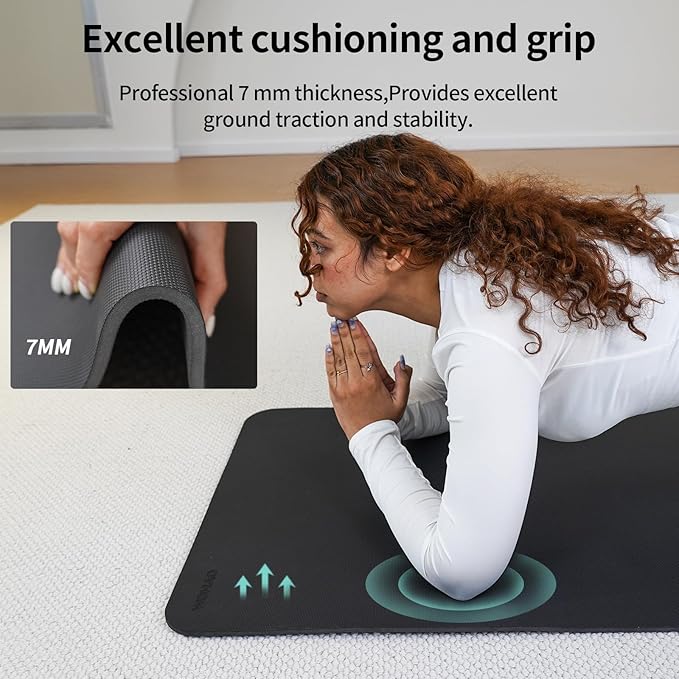 WOHAO Extra Thick TPE+PU Yoga Mat 71L x 24W x 0.33T, Non-Slip Eco-Friendly Exercise Mat with Carrying Strap, High-Density Cushion for Joint Support, Portable & Easy-Clean for Gym, Pilates, Yoga