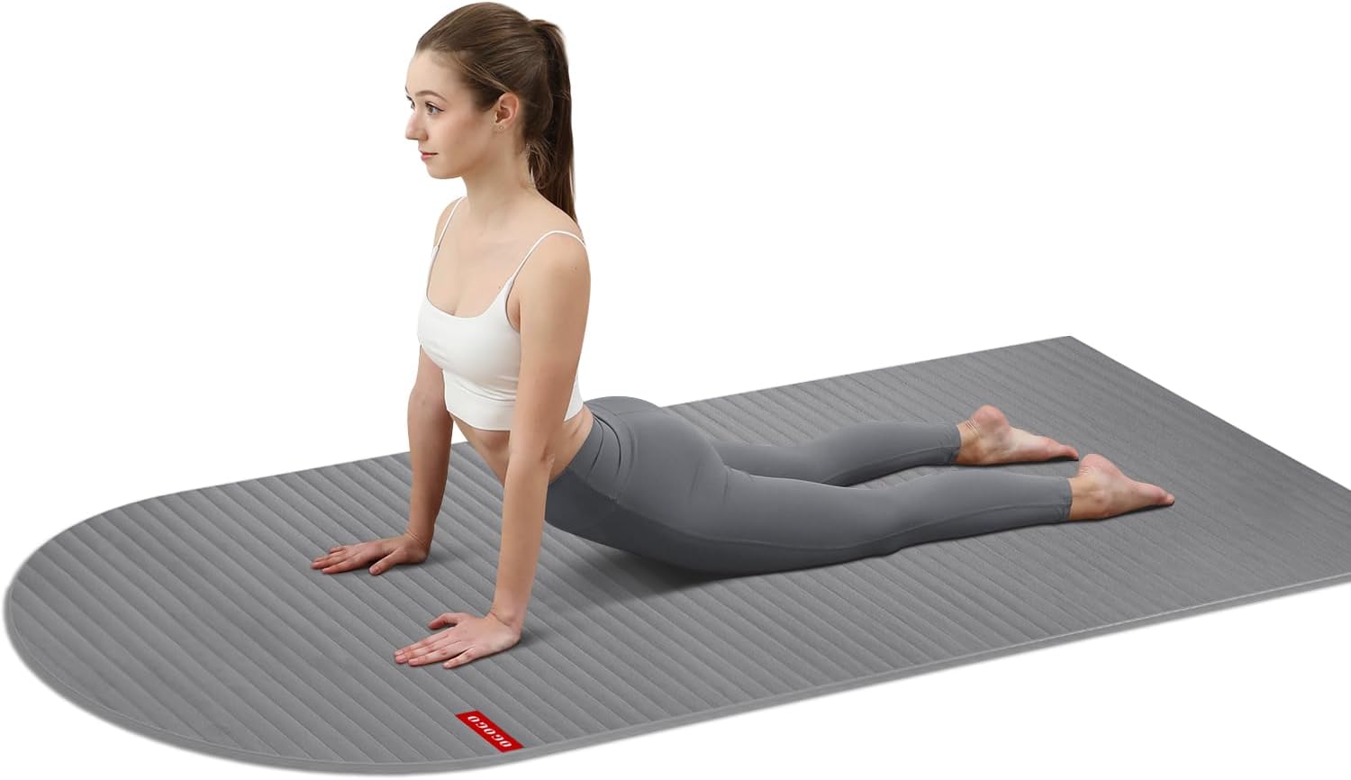 OGOGO Fitness Mat with Suede Finish, Extra Long and Wide 74 x 26 x 1/3 Thick POE Material, Wavy Texture Non-Slip Design, Reinforced Edges, Includes Carrying Strap