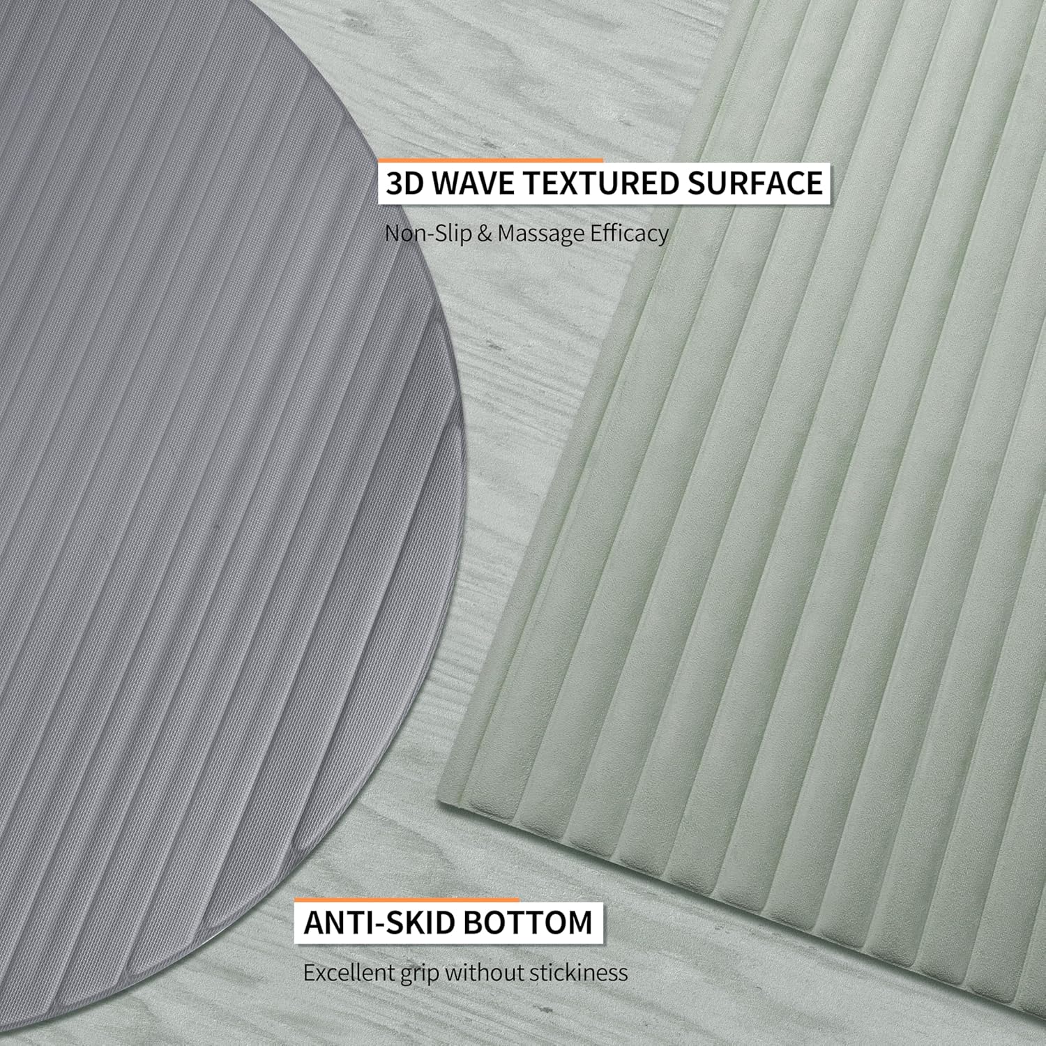 OGOGO Fitness Mat with Suede Finish, Extra Long and Wide 74 x 26 x 1/3 Thick POE Material, Wavy Texture Non-Slip Design, Reinforced Edges, Includes Carrying Strap