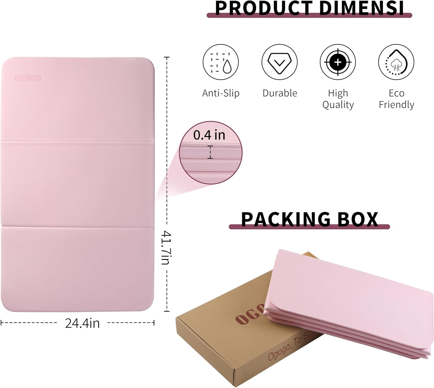 OGOGO Kids Yoga Mat Extra Thick 2/5 Inches,Portable Folding Exercise Mat(41.7