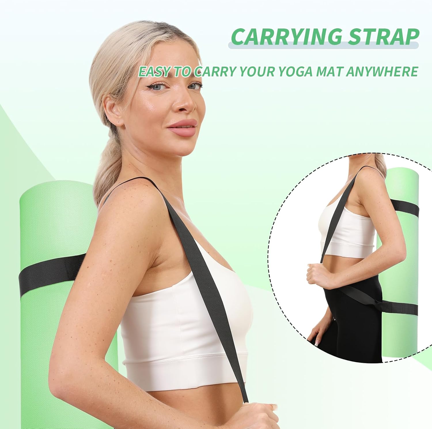 IDIDI Yoga Mat with Strap,Non-Skid Workout Mat,8mm Thick Yoga Mat,POE Yoga Mats for Women Men Kids,Exercise Mat with Easy-Cinch,72