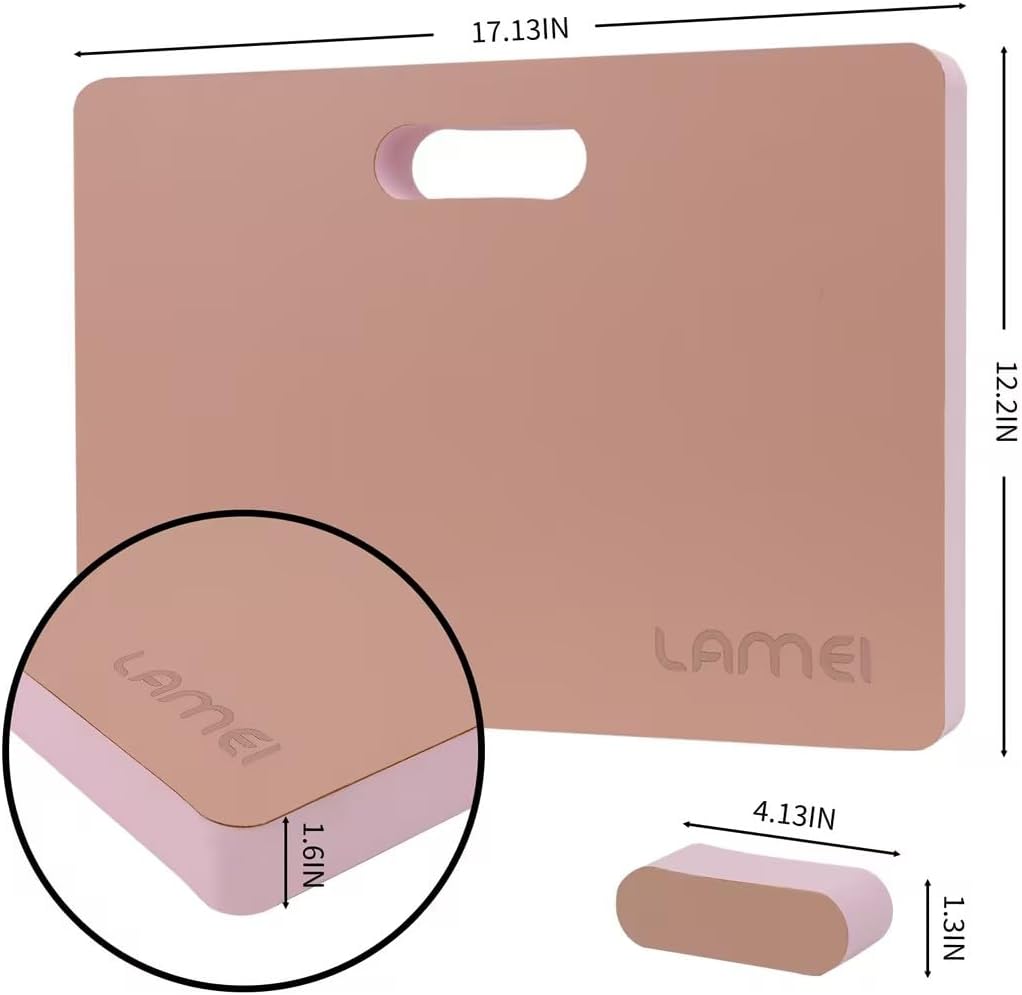 LAMEI Extra Thick Garden Kneeling Pad 1.6inch, PU Leather Waterproof Surface, Non-Slip High Density POE, High Resilience, Lightweight, Easy Clean Knee Pad for Gardening, Yoga, Housework