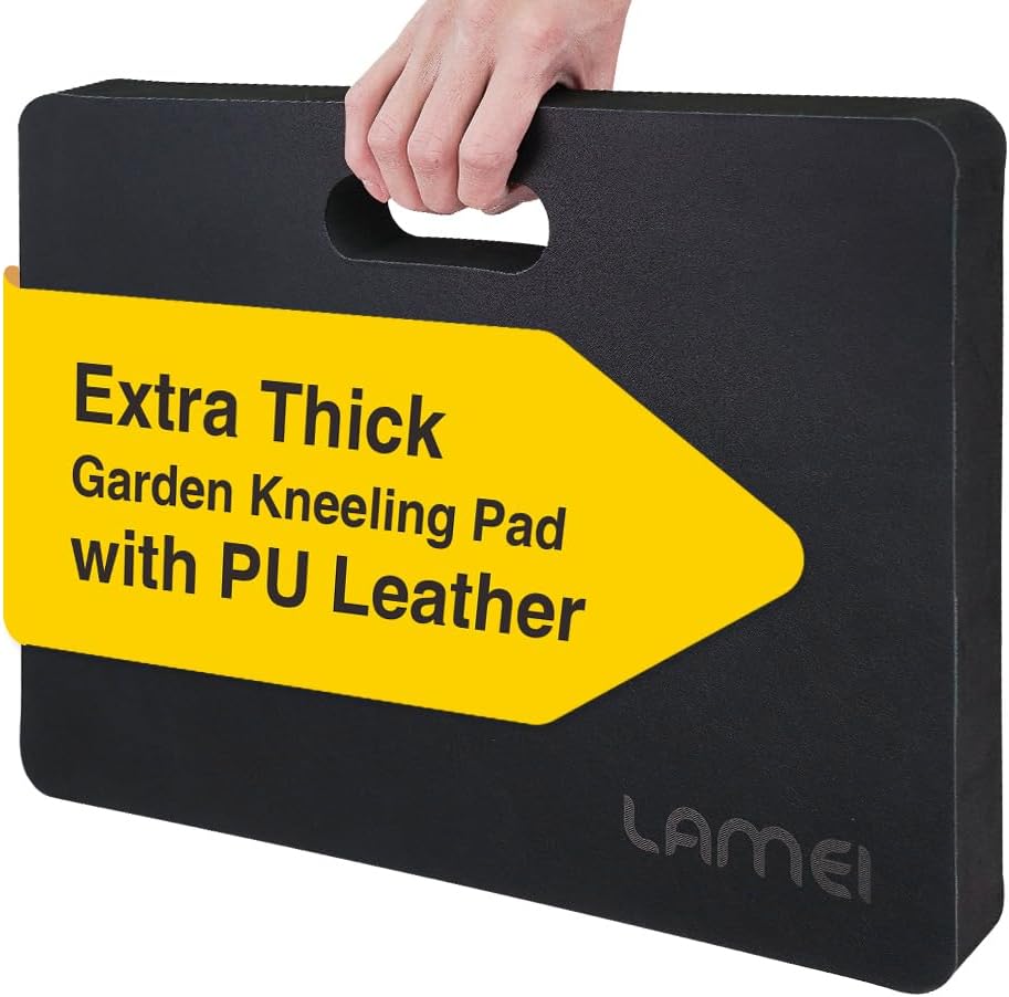 LAMEI Extra Thick Garden Kneeling Pad 1.6inch, PU Leather Waterproof Surface, Non-Slip High Density POE, High Resilience, Lightweight, Easy Clean Knee Pad for Gardening, Yoga, Housework