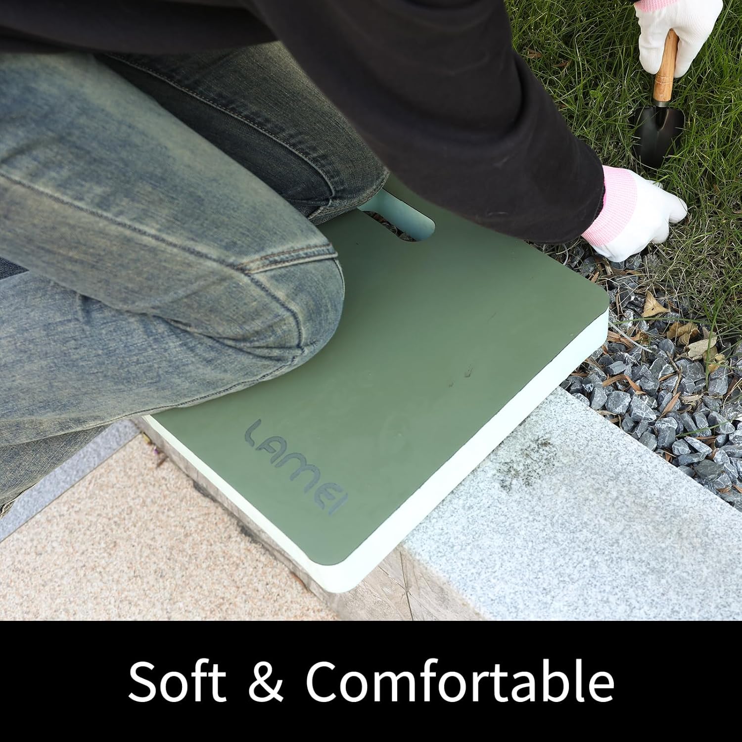 LAMEI Extra Thick Garden Kneeling Pad 1.6inch, PU Leather Waterproof Surface, Non-Slip High Density POE, High Resilience, Lightweight, Easy Clean Knee Pad for Gardening, Yoga, Housework