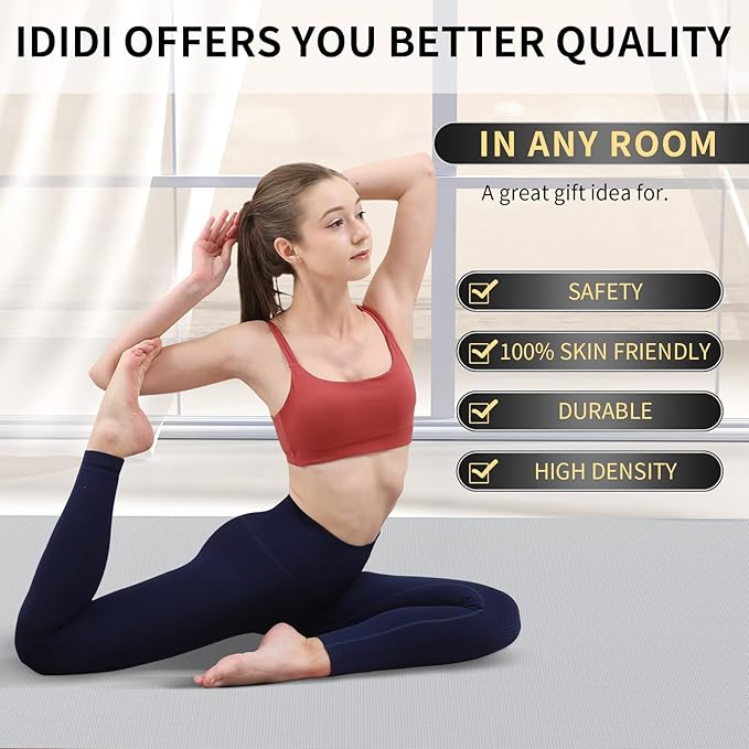 8mm Large Yoga Mat (6'x 4') - Extra Long and Wide 72 x 48 x 0.32 inches, Non-Slip POE Fitness Mat, Eco-Friendly, Thick Wide Exercise Mat for Home Workouts,Ideal for Yoga Pilates.