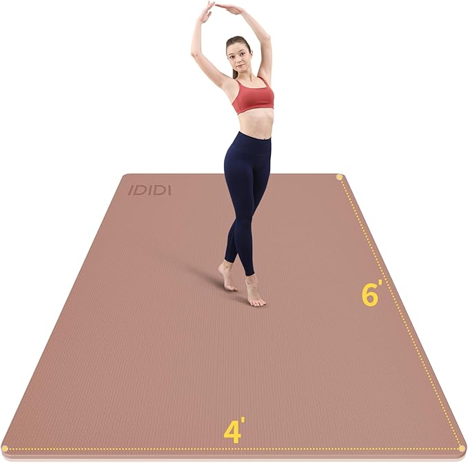 IDIDI 8mm Large Yoga Mat (6'x 4') - Extra Long and Wide 72 x 48 x 0.32 inches, Non-Slip POE Fitness Mat, Eco-Friendly, Thick Wide Exercise Mat for Home Workouts,Ideal for Yoga and Pilates
