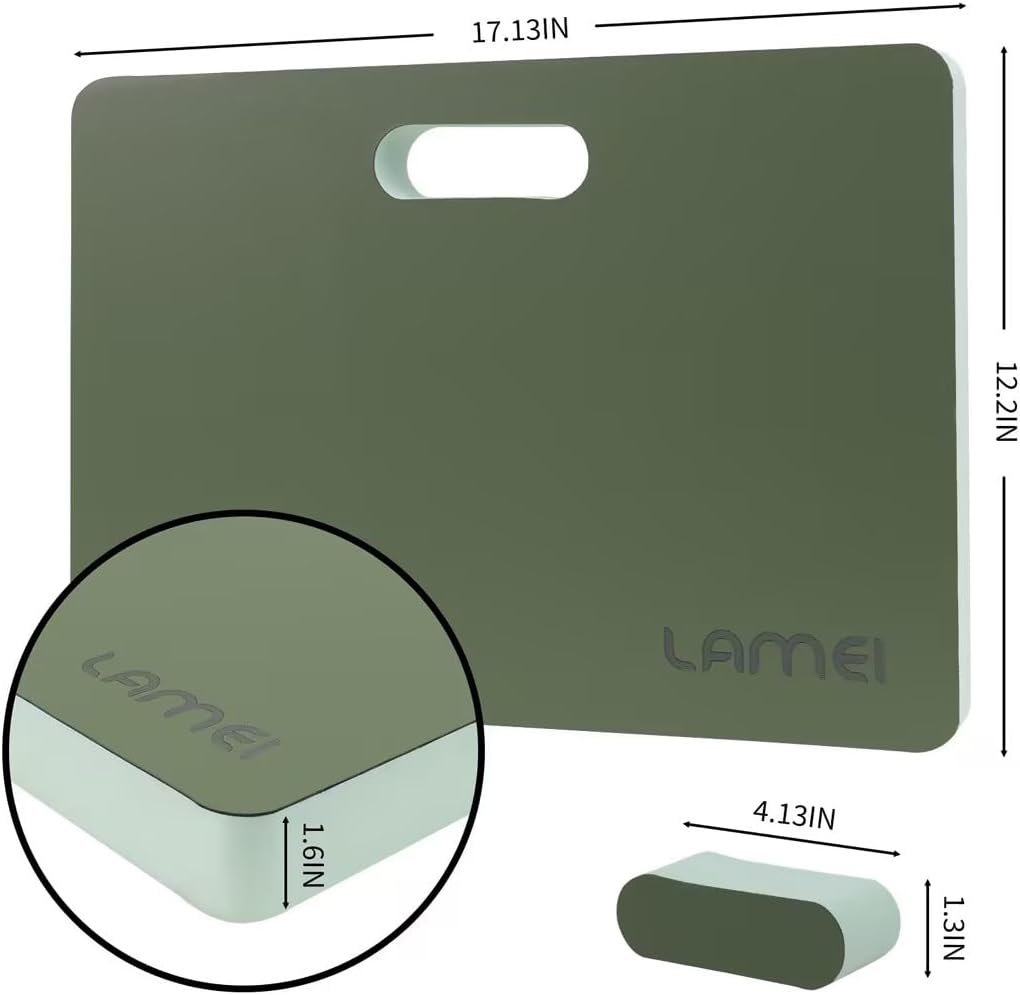 LAMEI Extra Thick Garden Kneeling Pad 1.6inch, PU Leather Waterproof Surface, Non-Slip High Density POE, High Resilience, Lightweight, Easy Clean Knee Pad for Gardening, Yoga, Housework