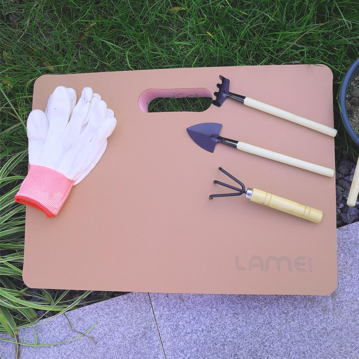 LAMEI Extra Thick Garden Kneeling Pad 1.6inch, PU Leather Waterproof Surface, Non-Slip High Density POE, High Resilience, Lightweight, Easy Clean Knee Pad for Gardening, Yoga, Housework