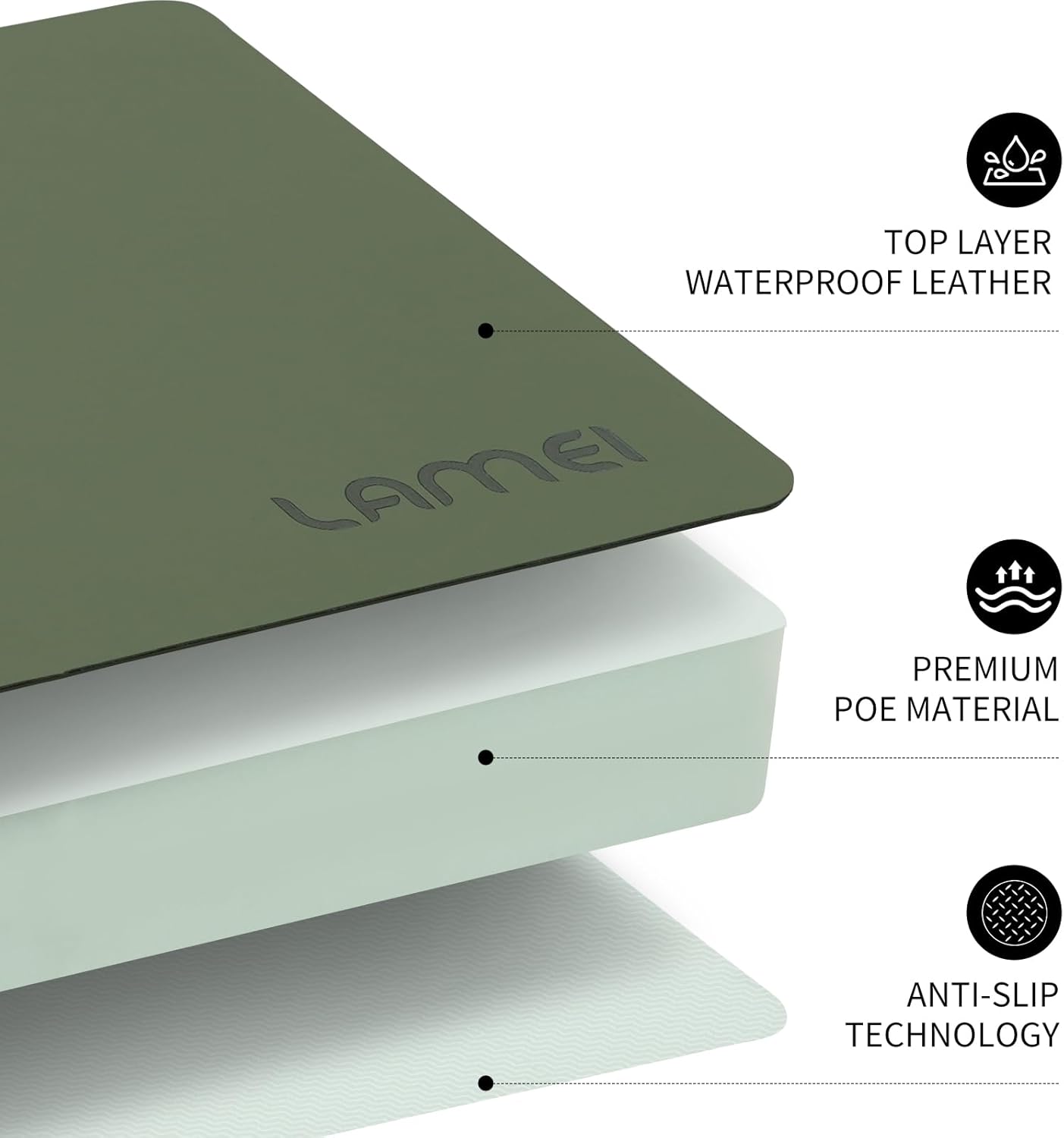 LAMEI Extra Thick Garden Kneeling Pad 1.6inch, PU Leather Waterproof Surface, Non-Slip High Density POE, High Resilience, Lightweight, Easy Clean Knee Pad for Gardening, Yoga, Housework