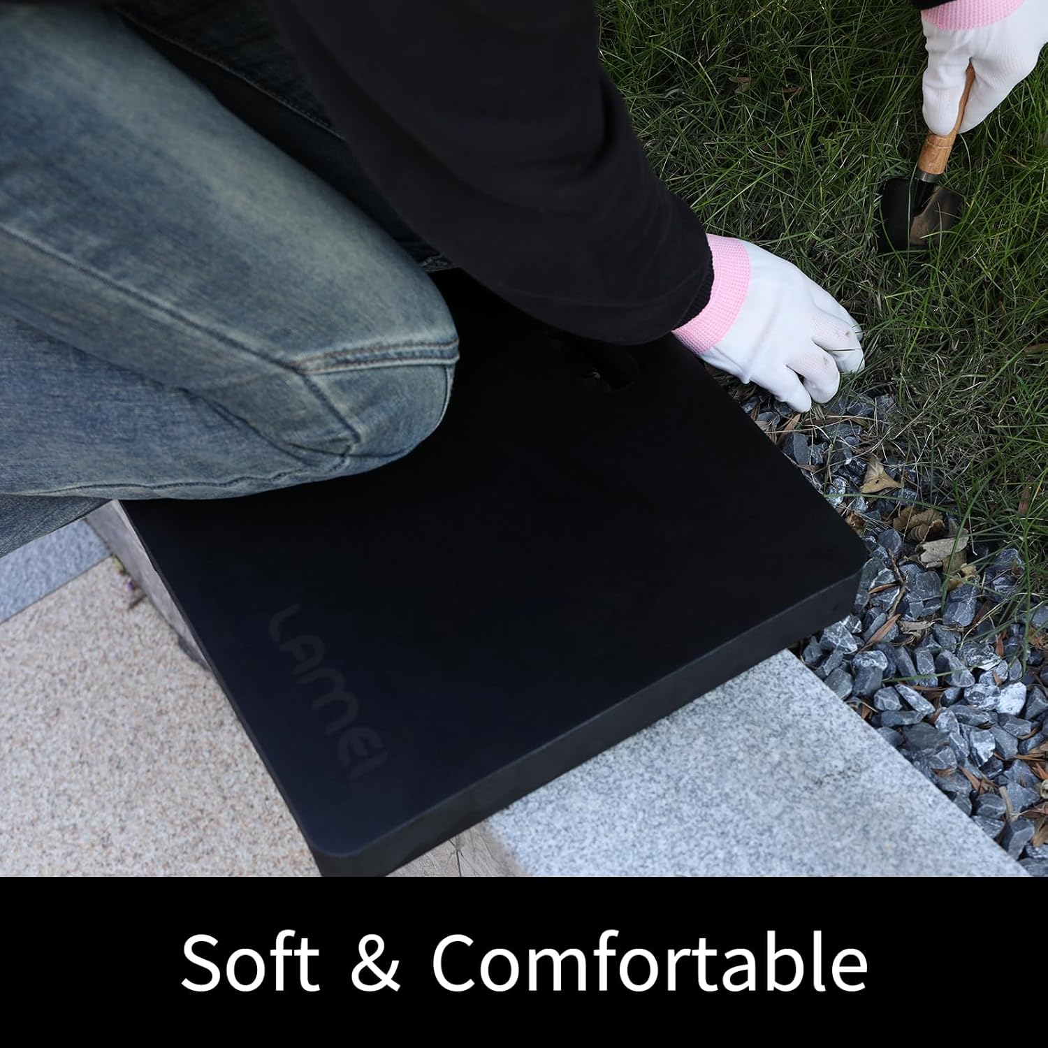 LAMEI Extra Thick Garden Kneeling Pad 1.6inch, PU Leather Waterproof Surface, Non-Slip High Density POE, High Resilience, Lightweight, Easy Clean Knee Pad for Gardening, Yoga, Housework