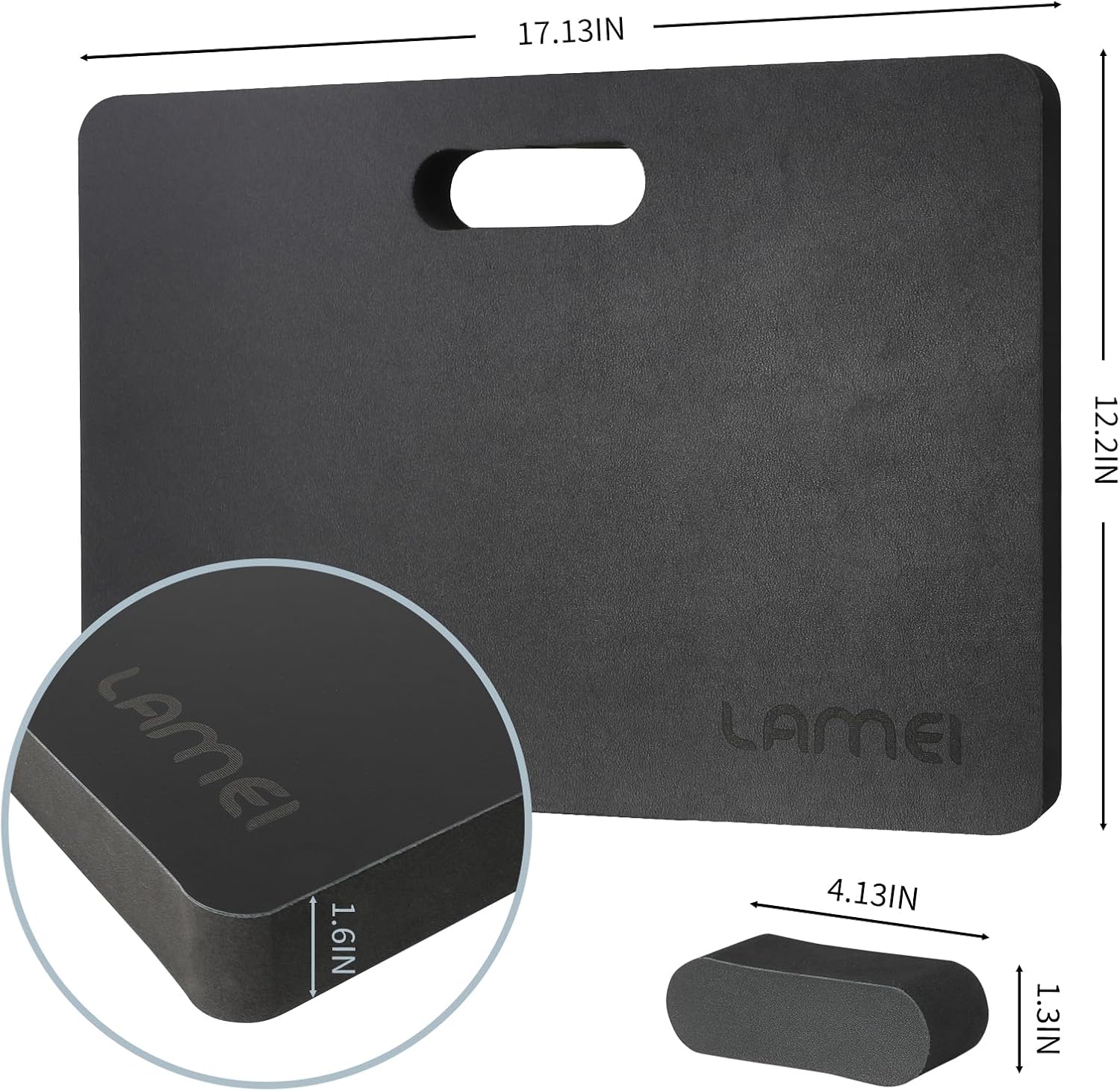 LAMEI Extra Thick Garden Kneeling Pad 1.6inch, PU Leather Waterproof Surface, Non-Slip High Density POE, High Resilience, Lightweight, Easy Clean Knee Pad for Gardening, Yoga, Housework