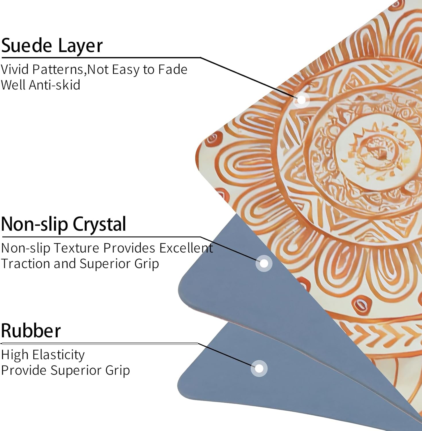 Hot Yoga Mat Printed, Thick 6mm Non Slip Suede tpe yoga Mat with Strap for Women Men Yoga, Pilates, Exercise, Fitness, Floor, Workouts yellow lotus