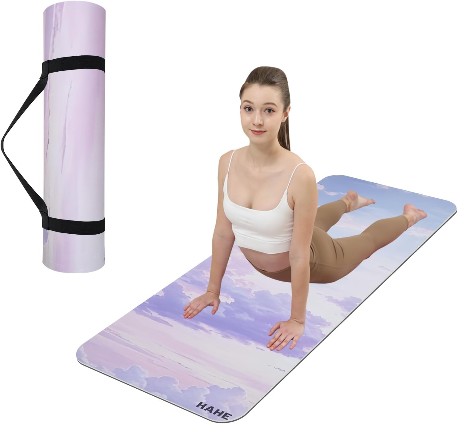 Large Yoga Matt Non-Slip Thick 1/3 Inch Eco-Friendly Exercise Mat with Carrying Strap for Women Yoga, Pilates, Home Workouts
