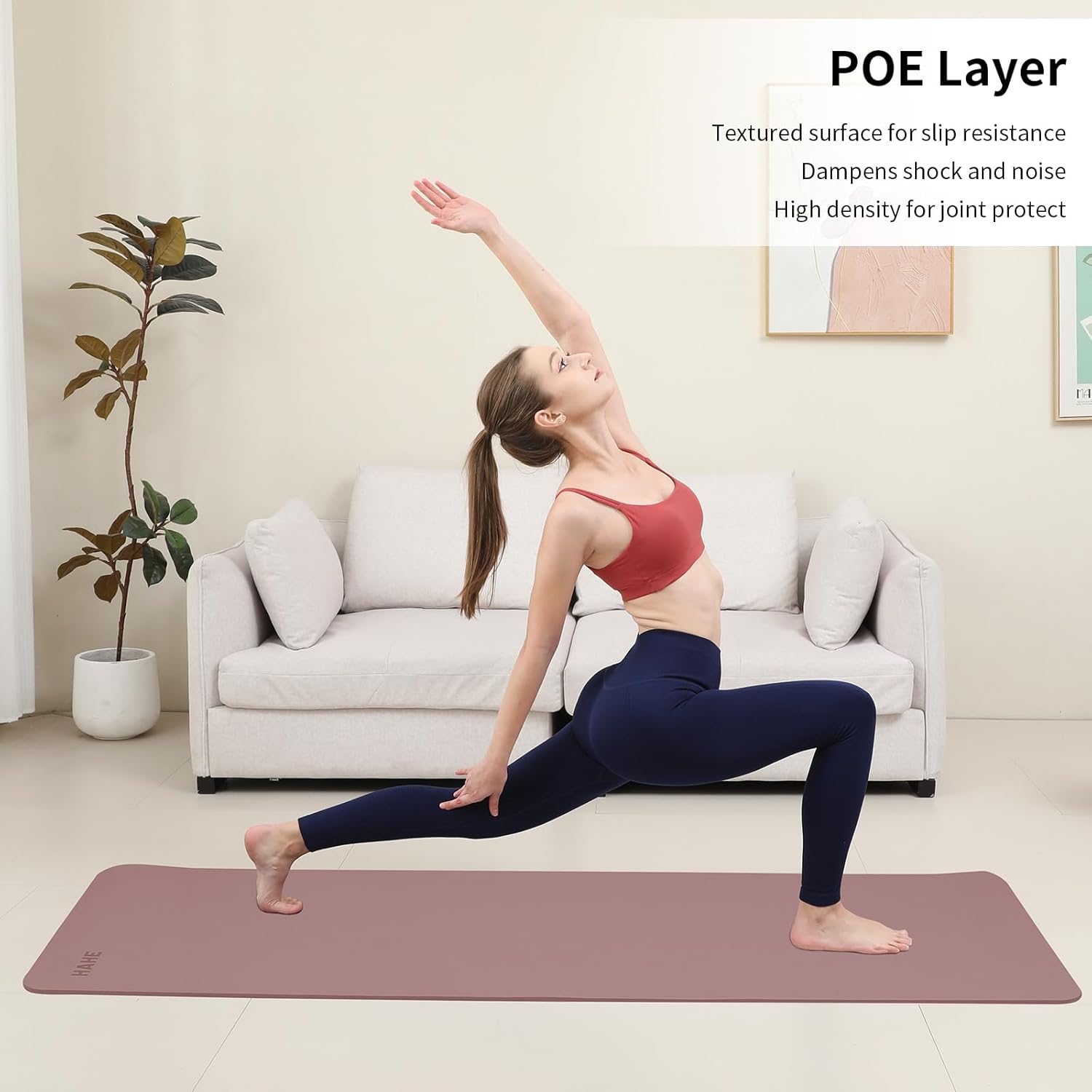 Non Slip Yoga Mat Thick POE Material High Rebound,Durable & Sweat Absorbent, for All Yoga Styles, Pilates & Home Floor Workouts (72