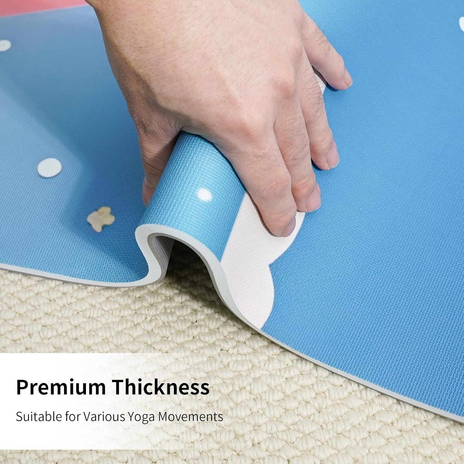 Large Yoga Matt Non-Slip Thick 1/3 Inch Eco-Friendly Exercise Mat with Carrying Strap for Women Yoga, Pilates, Home Workouts