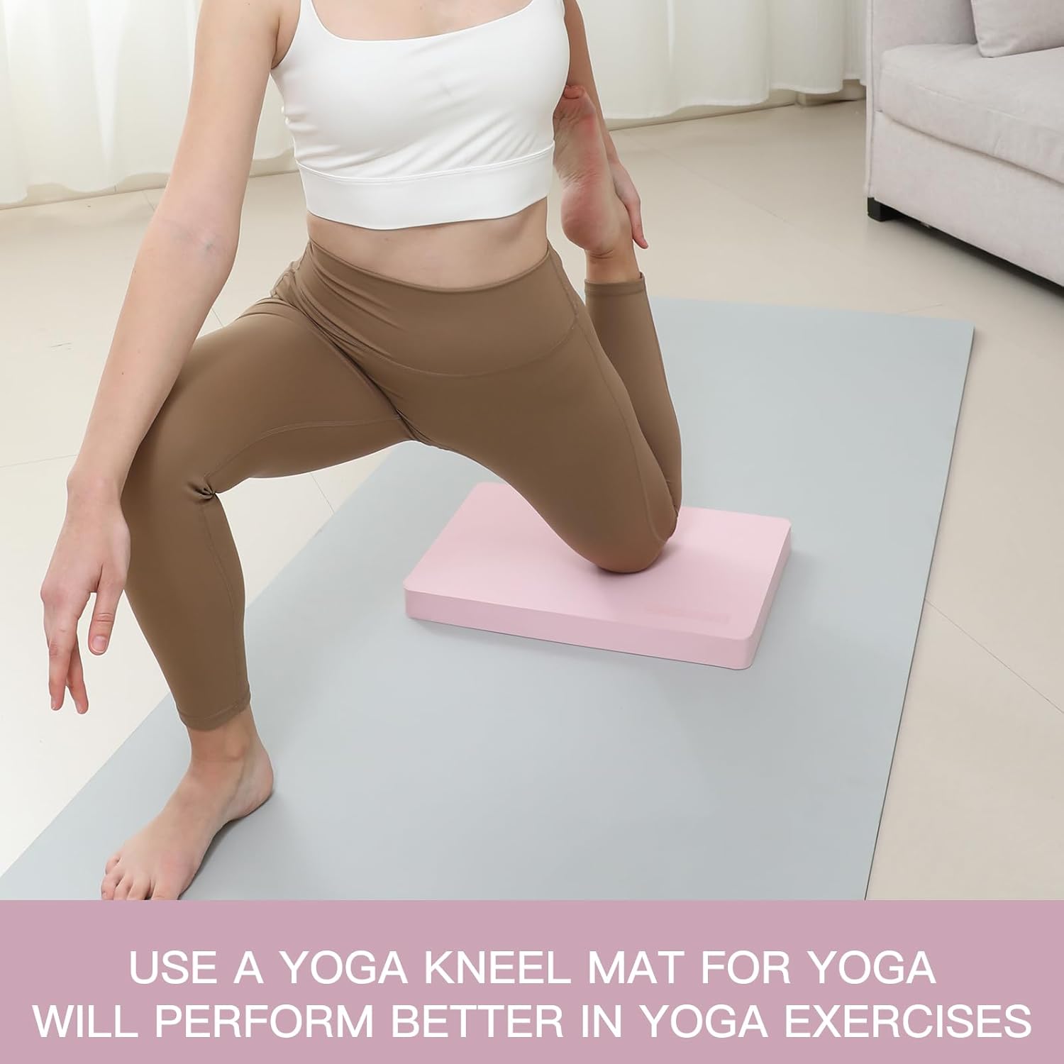 Yoga kneeling mat, 1.5in Thick,Knee Push-ups, Plank Support & Yoga Elbows/Knees Mat Provides Cushion for Kneeling & ElbowsPink