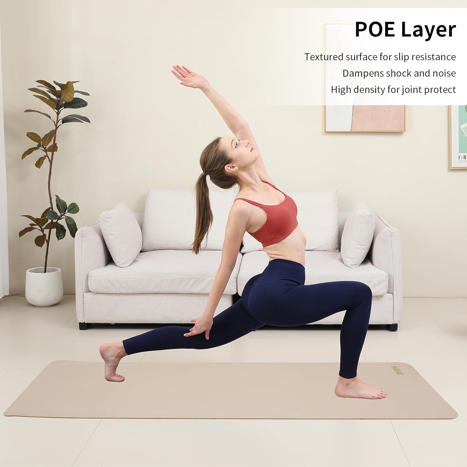 Non Slip Yoga Mat Thick POE Material High Rebound,Durable & Sweat Absorbent, for All Yoga Styles, Pilates & Home Floor Workouts with Carrying Strap