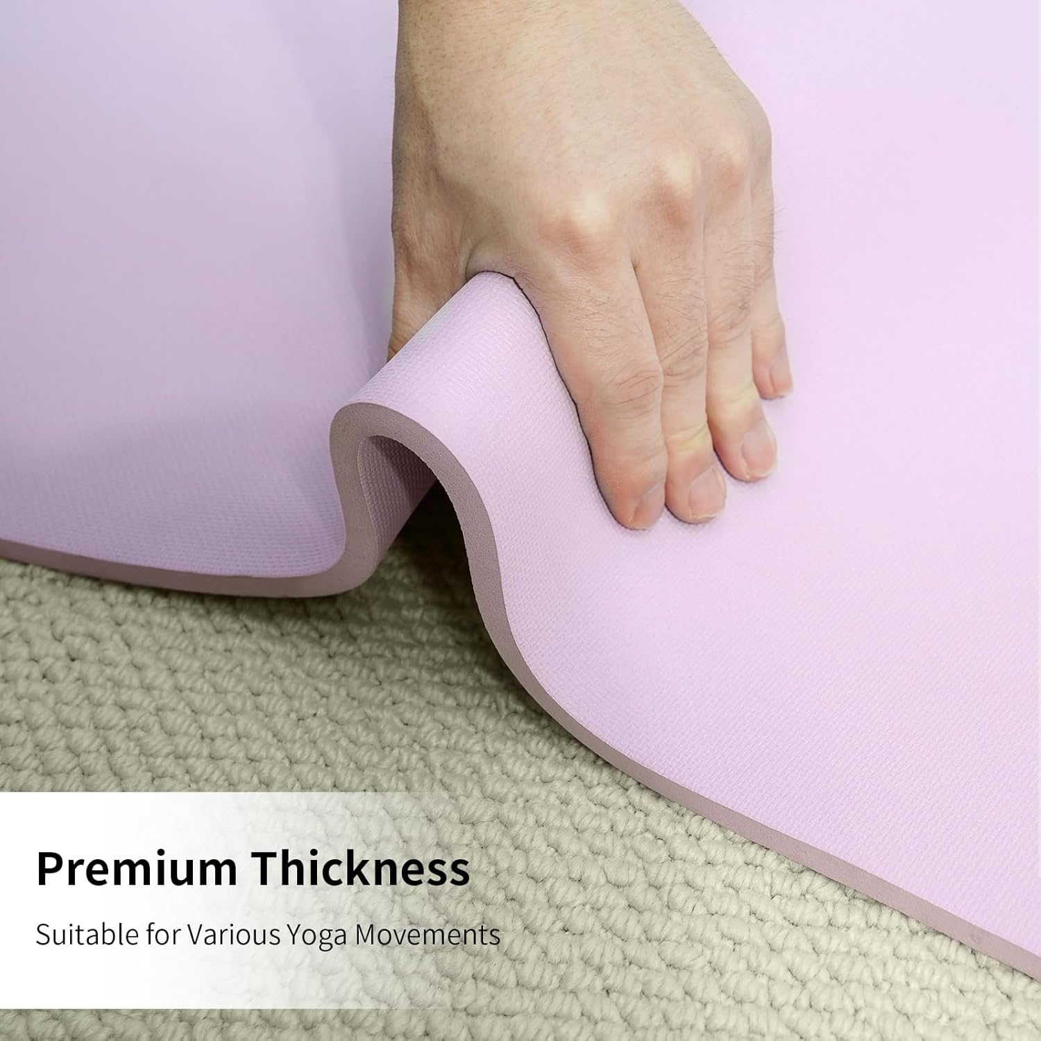 Non Slip Yoga Mat Thick POE Material High Rebound,Durable & Sweat Absorbent, for All Yoga Styles, Pilates & Home Floor Workouts with Carrying Strap