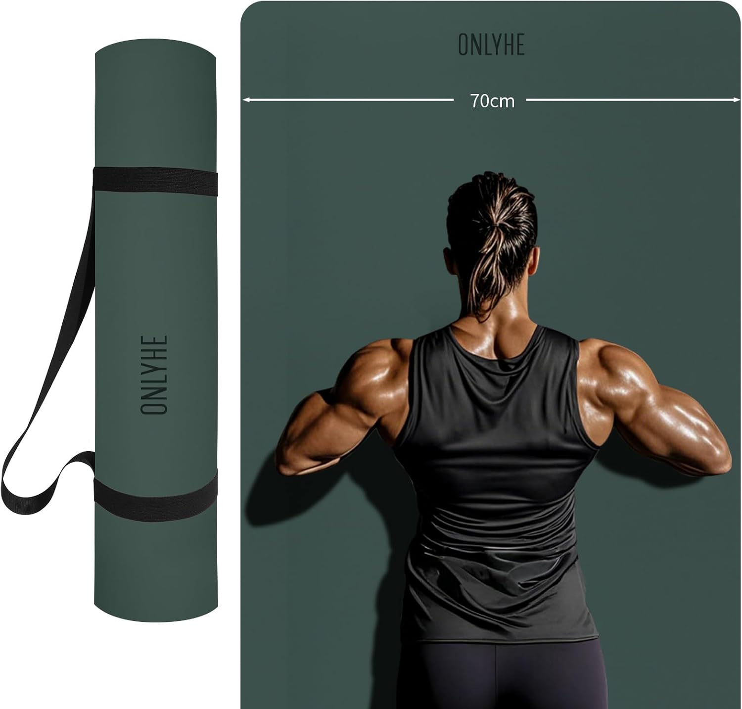 Extra Wide yoga mat 70cm Non Slip POE Exercise Mat Eco Friendly High Resiliency Fitness Mats With Strap for Women,gymnastics, Pilates, Home, Floor, Workout (72