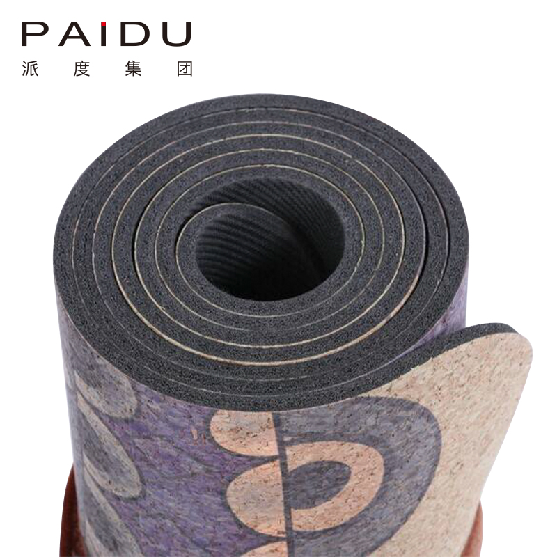 Paidu Manufacturer Quality 5mm Wholesale Cork Rubber Printing Yoga Mat Manufacturer