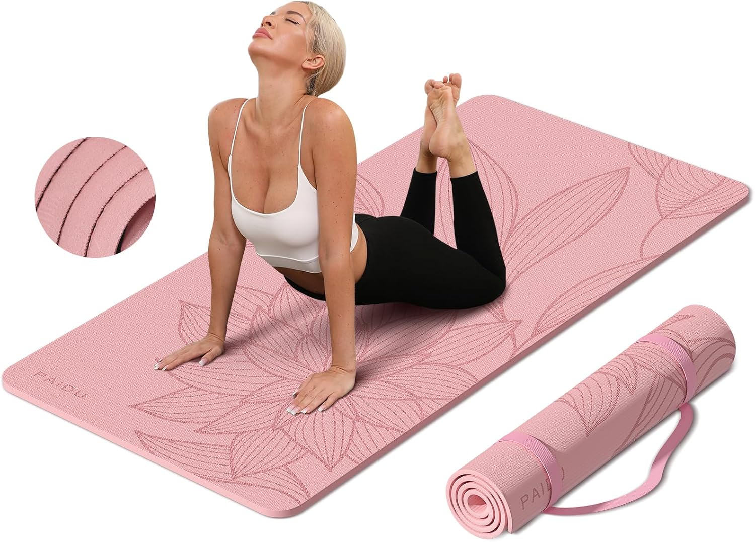 PAIDU Large Size Yoga Mat - 72"x36"x0.4", Extra Wide and Thick, Comfortable and Anti-Slip Exercise Mat, Suitable for All Flooring Types, Perfect for Stretching, Yoga Studios, Gyms, or Home Workouts.