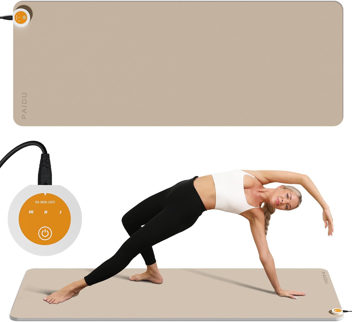 Heating mat, Adjustable Temperature Heated Floor mat, Extra Large Anti Slip Electric Heating Yoga mat,Foot Warmer,Winter 120V Heated Rug Suitable for Yoga, Pilates,Exercise,Heating Pad