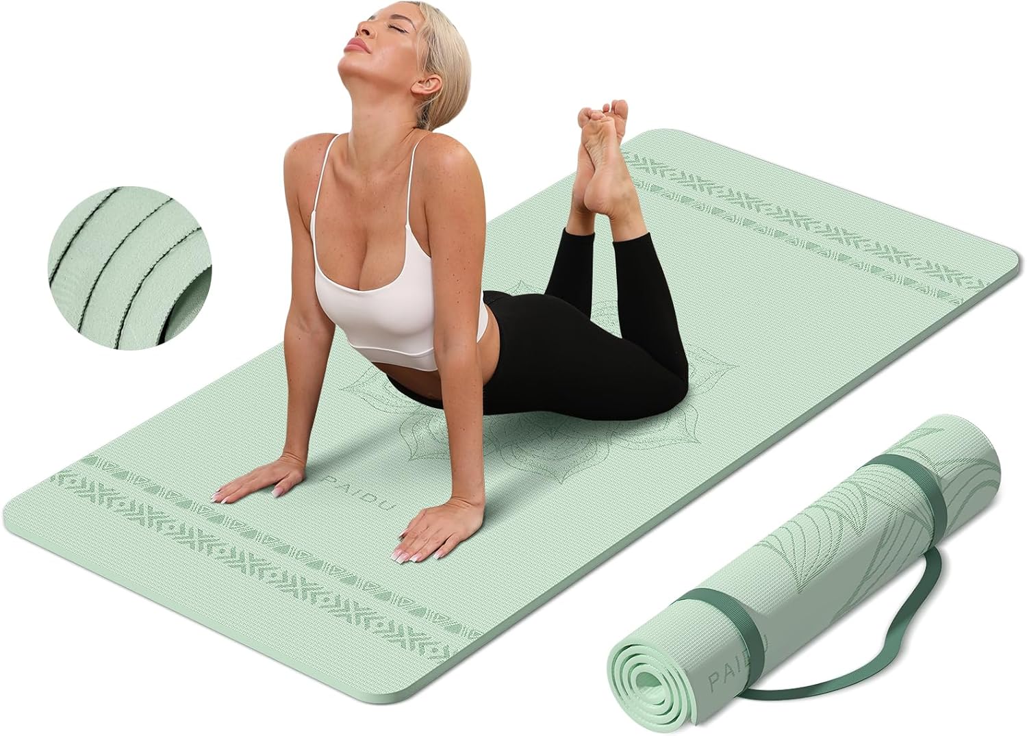 PAIDU Large Size Yoga Mat - 72"x36"x0.4", Extra Wide and Thick, Comfortable and Anti-Slip Exercise Mat, Suitable for All Flooring Types, Perfect for Stretching, Yoga Studios, Gyms, or Home Workouts.