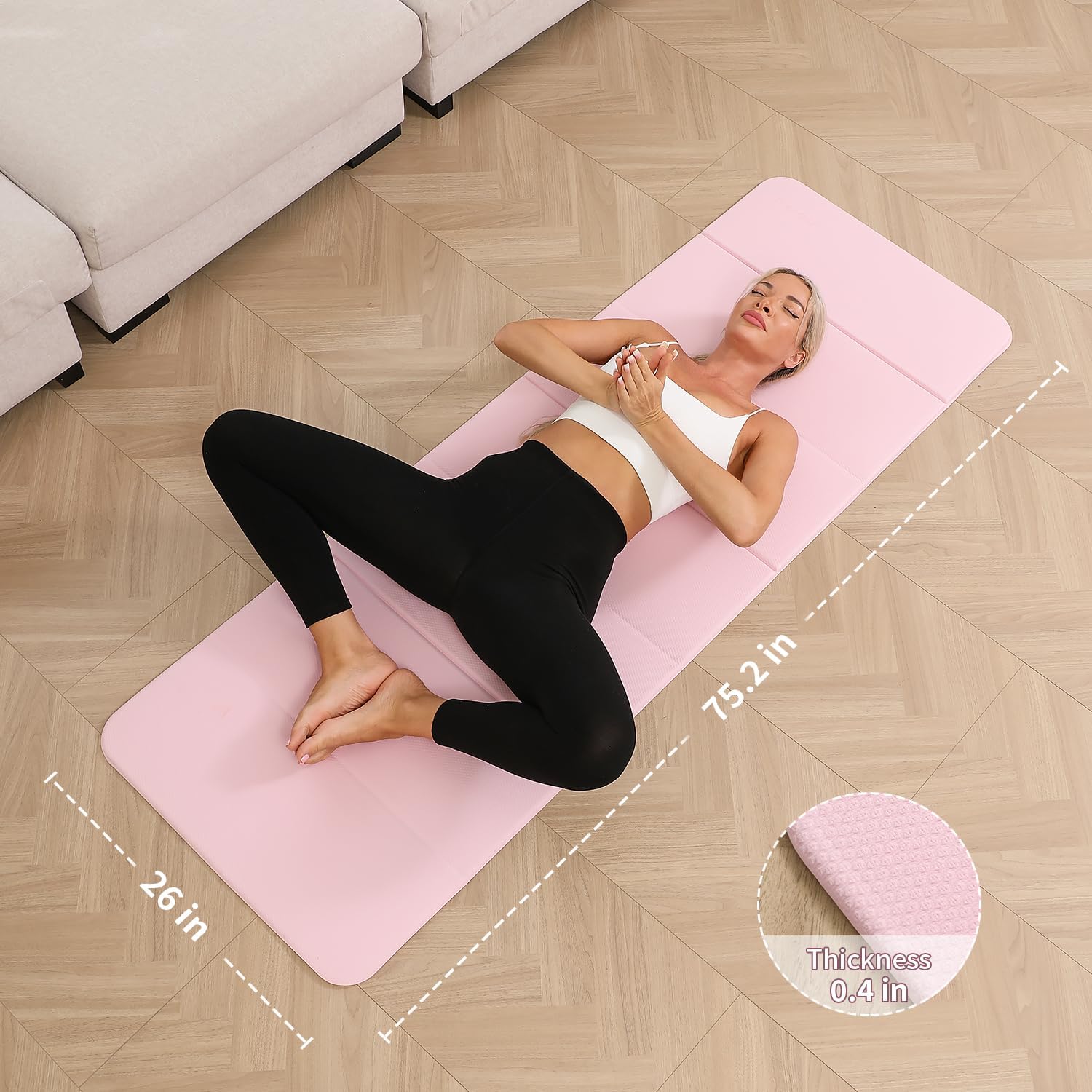 PAIDU Foldable Yoga mat -10mm thick, POE material, portable multi-functional folding mat - comfortable and durable, easy to carry, suitable for outdoor travel, home exercise and yoga fitness