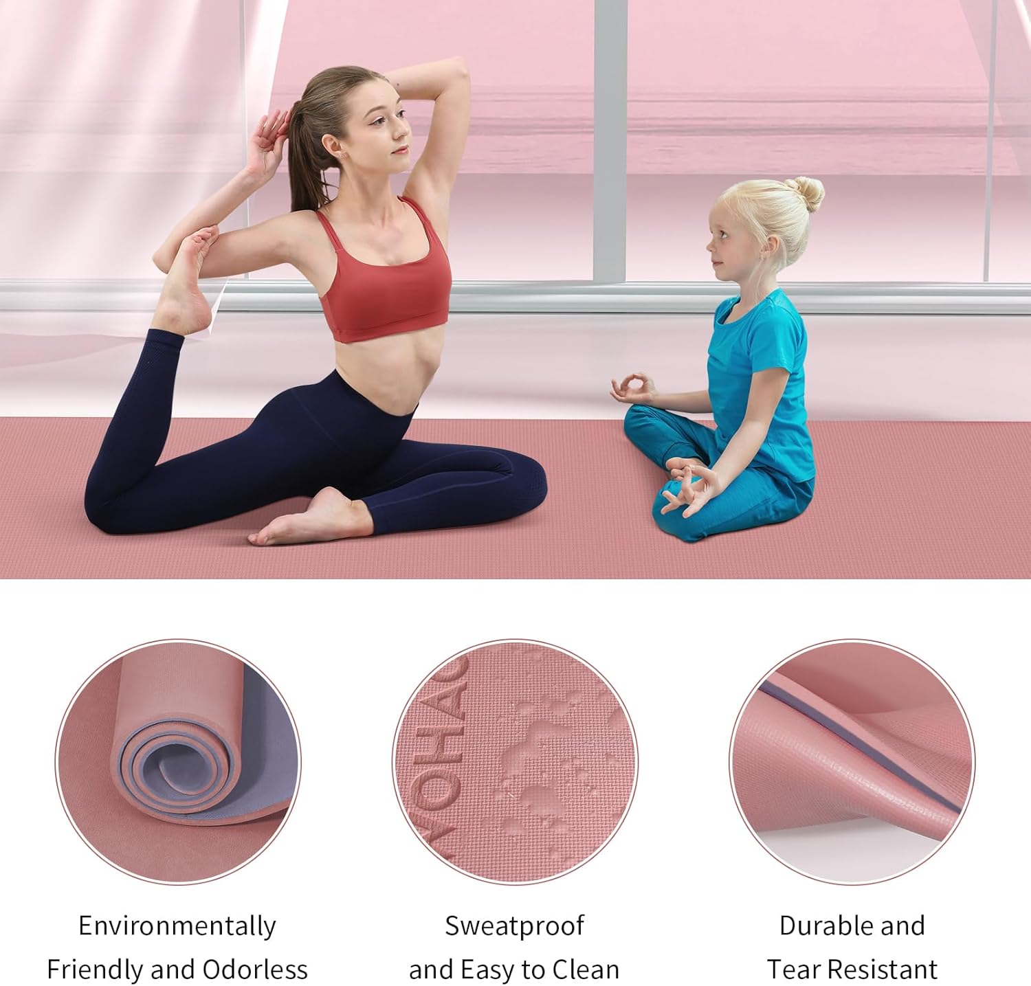 WOHAO Extra Thick 8mm Yoga Mat, 72