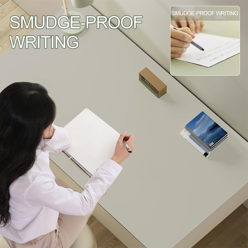 WOHAO Reusable Writing Surface Desk Pad, PU with Silicone Coating, Multi-Color Non-Slip Mouse Pad, Wipeable Table Protector for Office/Home/Kitchens (Gray,60x120cm)