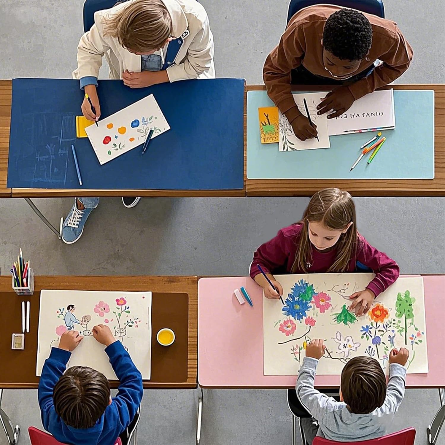 WOHAO Reusable Writing Surface Desk Pad, PU with Silicone Coating, Multi-Color Non-Slip Mouse Pad, Wipeable Table Protector for Office/Home/Kitchens (Gray,60x120cm)