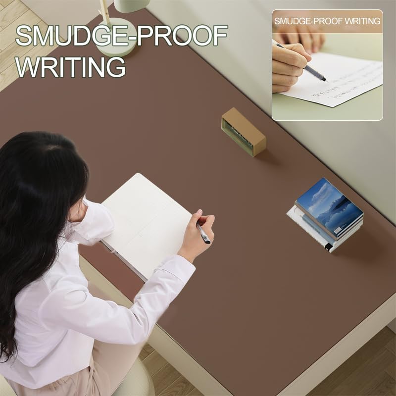 WOHAO Reusable Writing Surface Desk Pad, PU with Silicone Coating, Multi-Color Non-Slip Mouse Pad, Wipeable Table Protector for Office/Home/Kitchens (Caramel, 40x100cm)