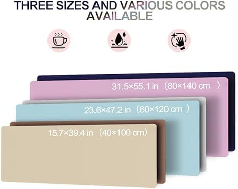 WOHAO Reusable Writing Surface Desk Pad, PU with Silicone Coating, Multi-Color Non-Slip Mouse Pad, Wipeable Table Protector for Office/Home/Kitchens (Khaki, 40x100cm)