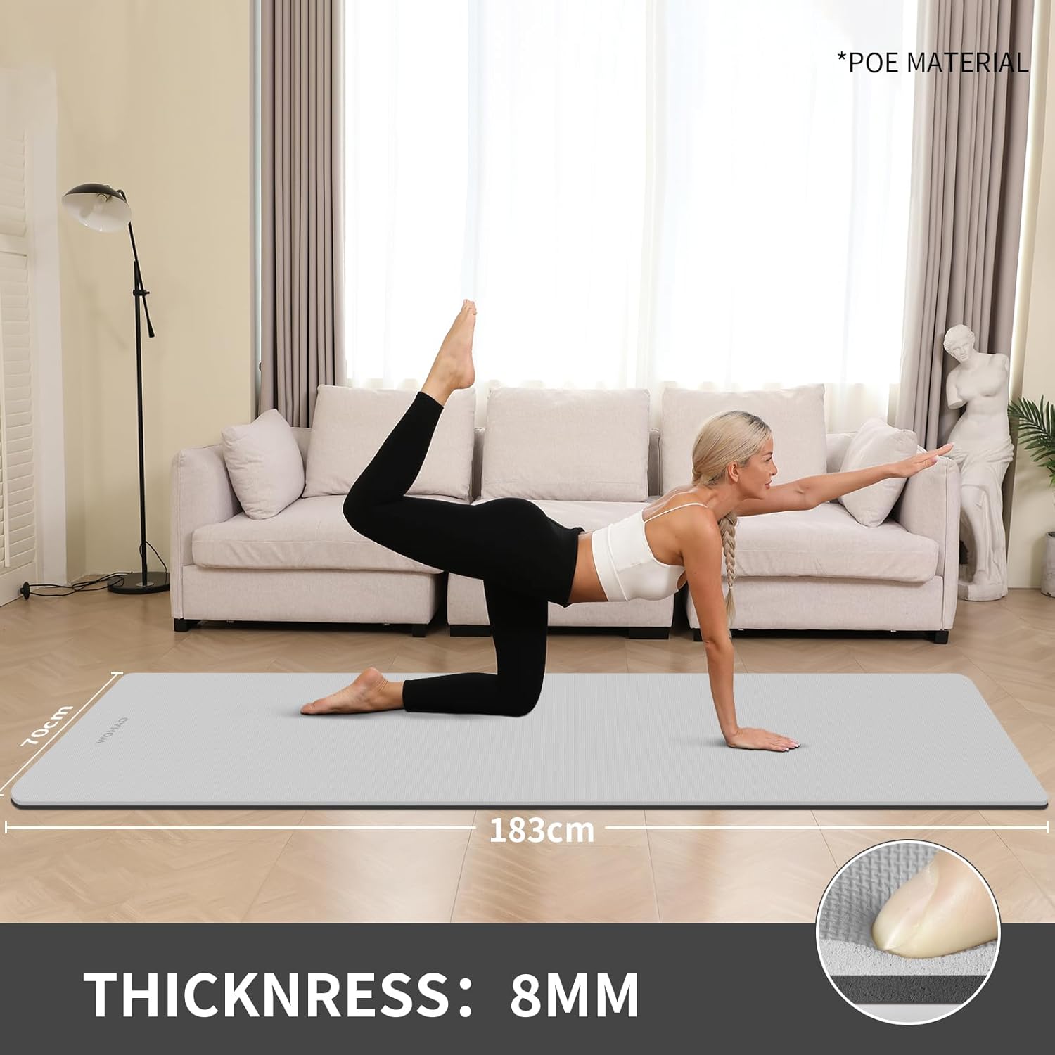 WOHAO Extra Thick 8mm Yoga Mat, 72