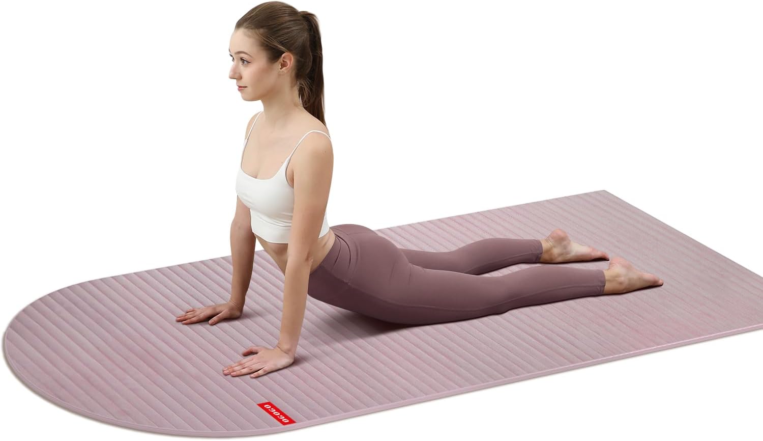 OGOGO Fitness Mat with Suede Finish, Extra Long and Wide 74 x 26 x 1/3 Thick POE Material, Wavy Texture Non-Slip Design, Reinforced Edges, Includes Carrying Strap
