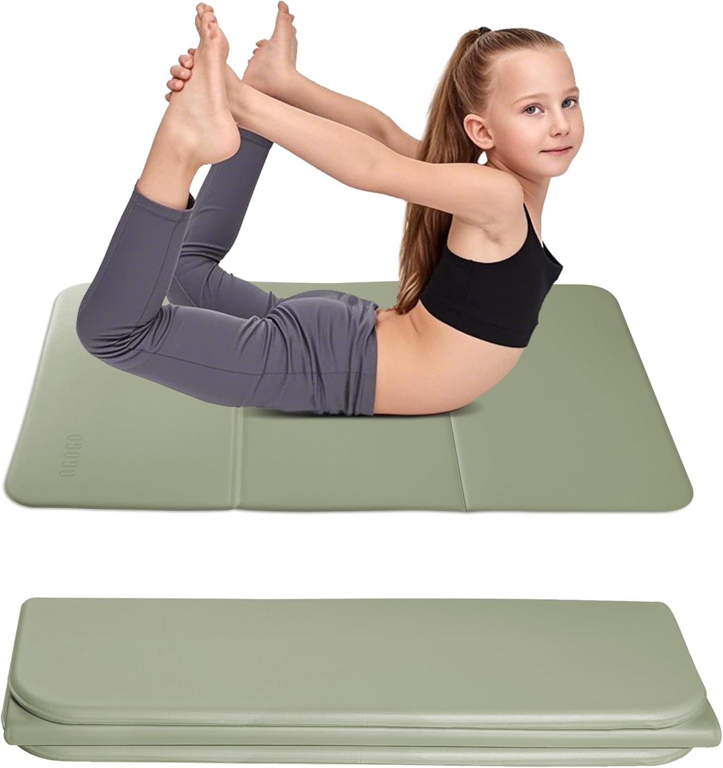 OGOGO Kids Yoga Mat Extra Thick 2/5 Inches,Portable Folding Exercise Mat(41.7"x24.4") for Children, Non-Slip POE Material, Lightweight & Eco-Friendly,Multi-Purpose Mini Yoga Mats for Travel or Child Sports