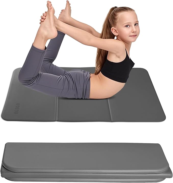OGOGO Kids Yoga Mat Extra Thick 2/5 Inches,Portable Folding Exercise Mat(41.7"x24.4") for Children, Non-Slip POE Material, Lightweight & Eco-Friendly,Multi-Purpose Mini Yoga Mats for Travel or Child Sports