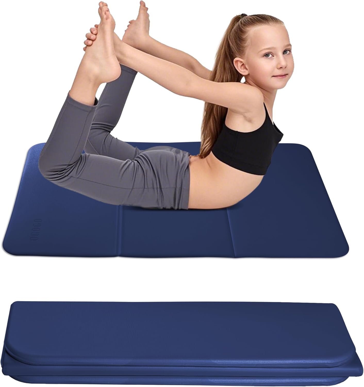OGOGO Kids Yoga Mat Extra Thick 2/5 Inches,Portable Folding Exercise Mat(41.7"x24.4") for Children, Non-Slip POE Material, Lightweight & Eco-Friendly,Multi-Purpose Mini Yoga Mats for Travel or Child Sports