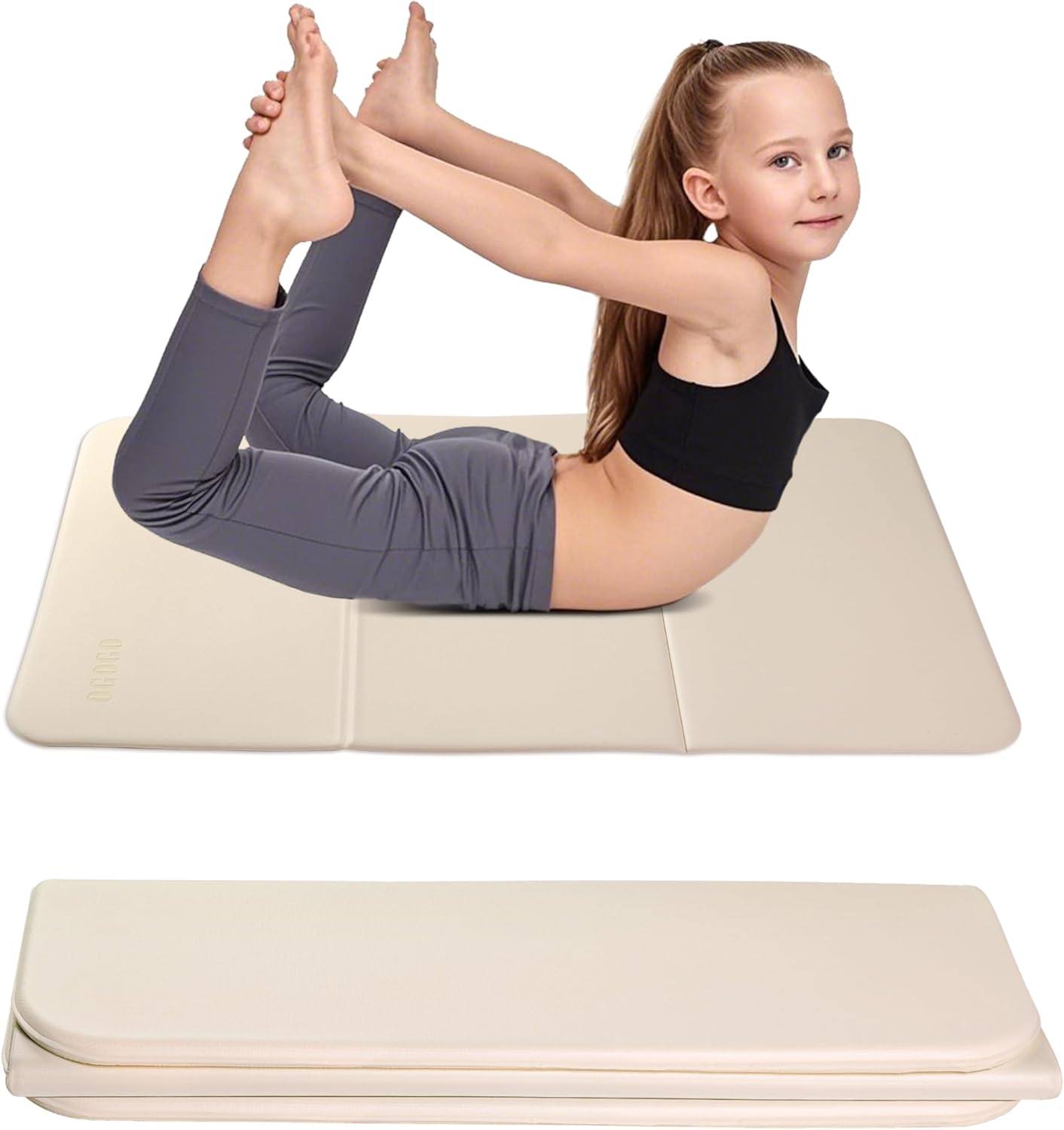 OGOGO Kids Yoga Mat Extra Thick 2/5 Inches,Portable Folding Exercise Mat(41.7"x24.4") for Children, Non-Slip POE Material, Lightweight & Eco-Friendly,Multi-Purpose Mini Yoga Mats for Travel or Child Sports