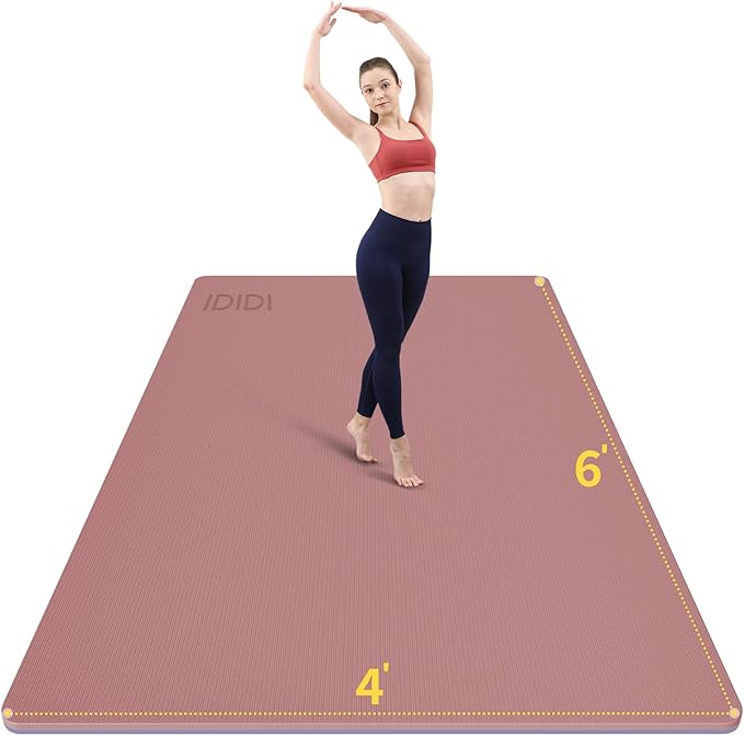 IDIDI 8mm Large Yoga Mat (6'x 4') - Extra Long and Wide 72 x 48 x 0.32 inches, Non-Slip POE Fitness Mat, Eco-Friendly, Thick Wide Exercise Mat for Home Workouts,Ideal for Yoga and Pilates.
