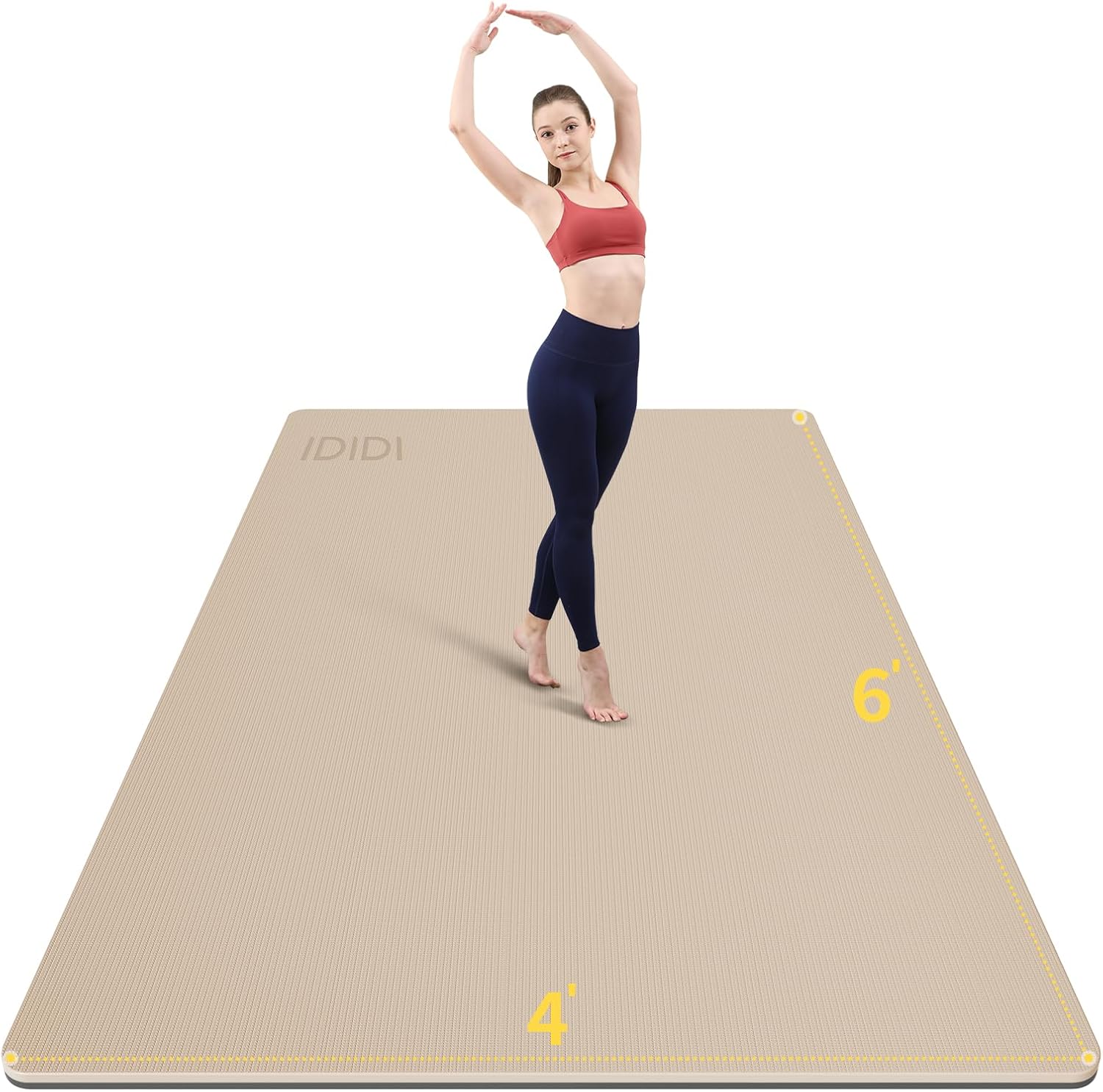 IDIDI 8mm Large Yoga Mat (6'x 4') - Extra Long and Wide 72 x 48 x 0.32 inches, Non-Slip POE Fitness Mat, Eco-Friendly, Thick Wide Exercise Mat for Home Workouts, Ideal for Yoga and Pilates