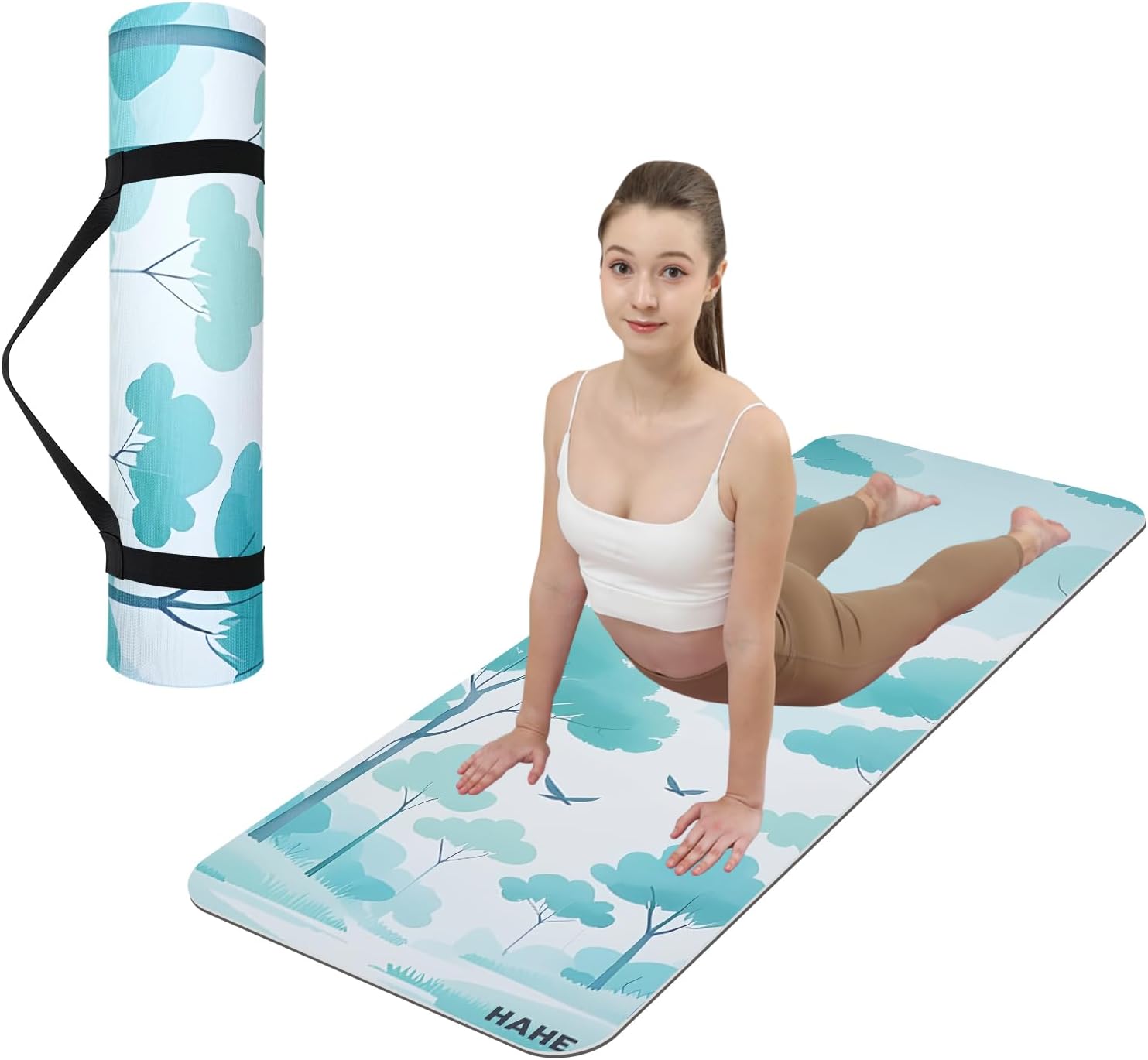 Large Yoga Matt Non-Slip Thick 1/3 Inch Eco-Friendly Exercise Mat with Carrying Strap for Women Yoga, Pilates, Home Workouts (72x32")