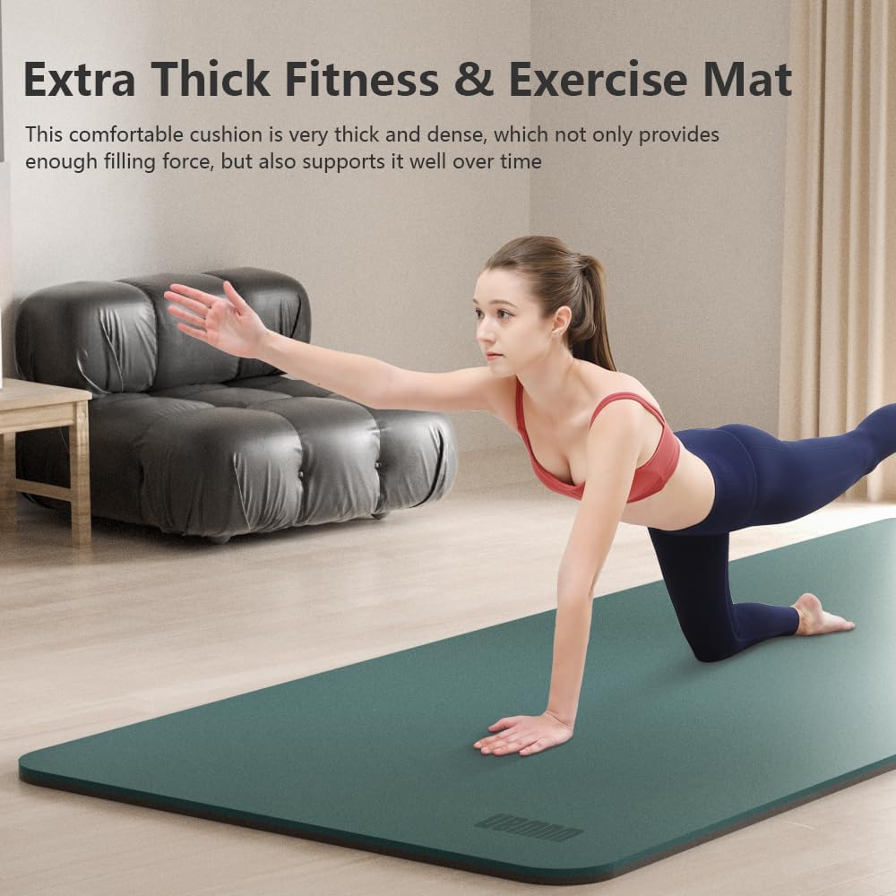 Large Yoga Mat - 80CM Wide Yoga Matt Non-Slip Thick 1/3 Inch Eco-Friendly Exercise Mat with Carrying Strap for Women Yoga, Pilates, Home Workouts (72x32